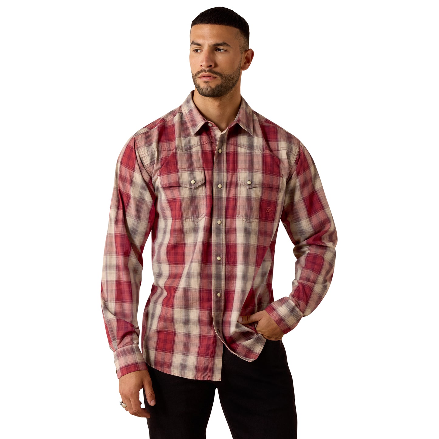 Ariat Men's Retro Hawthorne Fitted Snap Brick Red Shirt 10071645