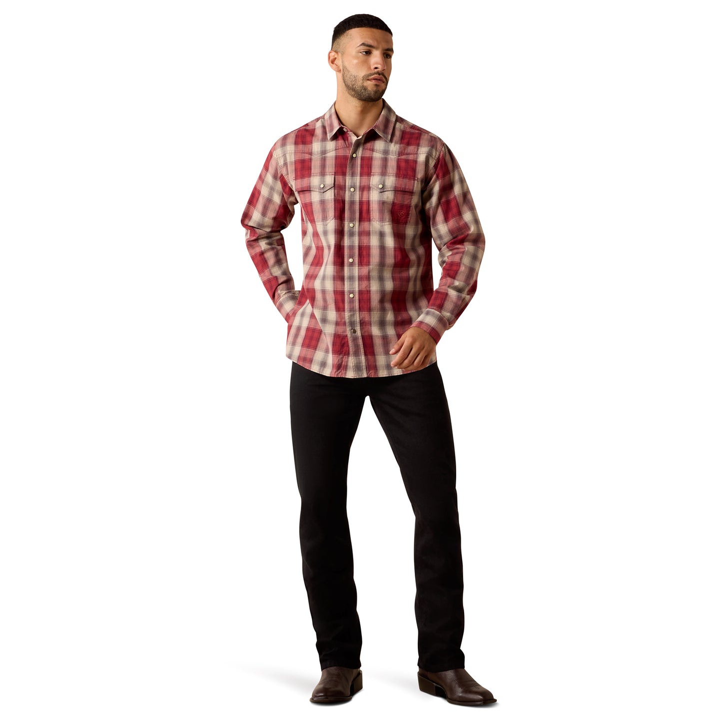 Ariat Men's Retro Hawthorne Fitted Snap Brick Red Shirt 10071645