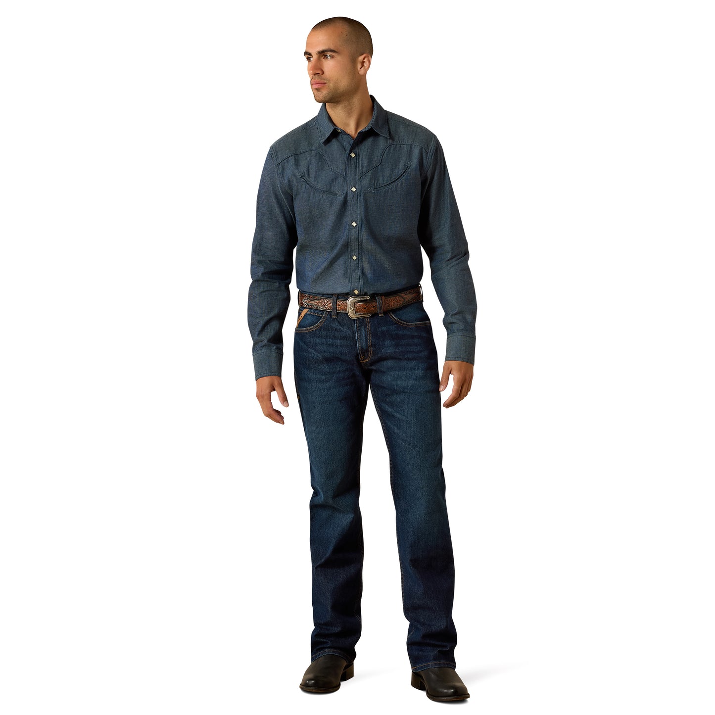 Ariat Men's Retro Harlan Navy Fitted Snap Shirt 10071646