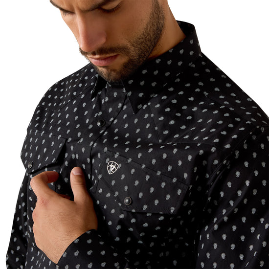 black paisley dress shirt Ariat Men's Truth Black Paisley Print Fitted Snap Shirt 10071721