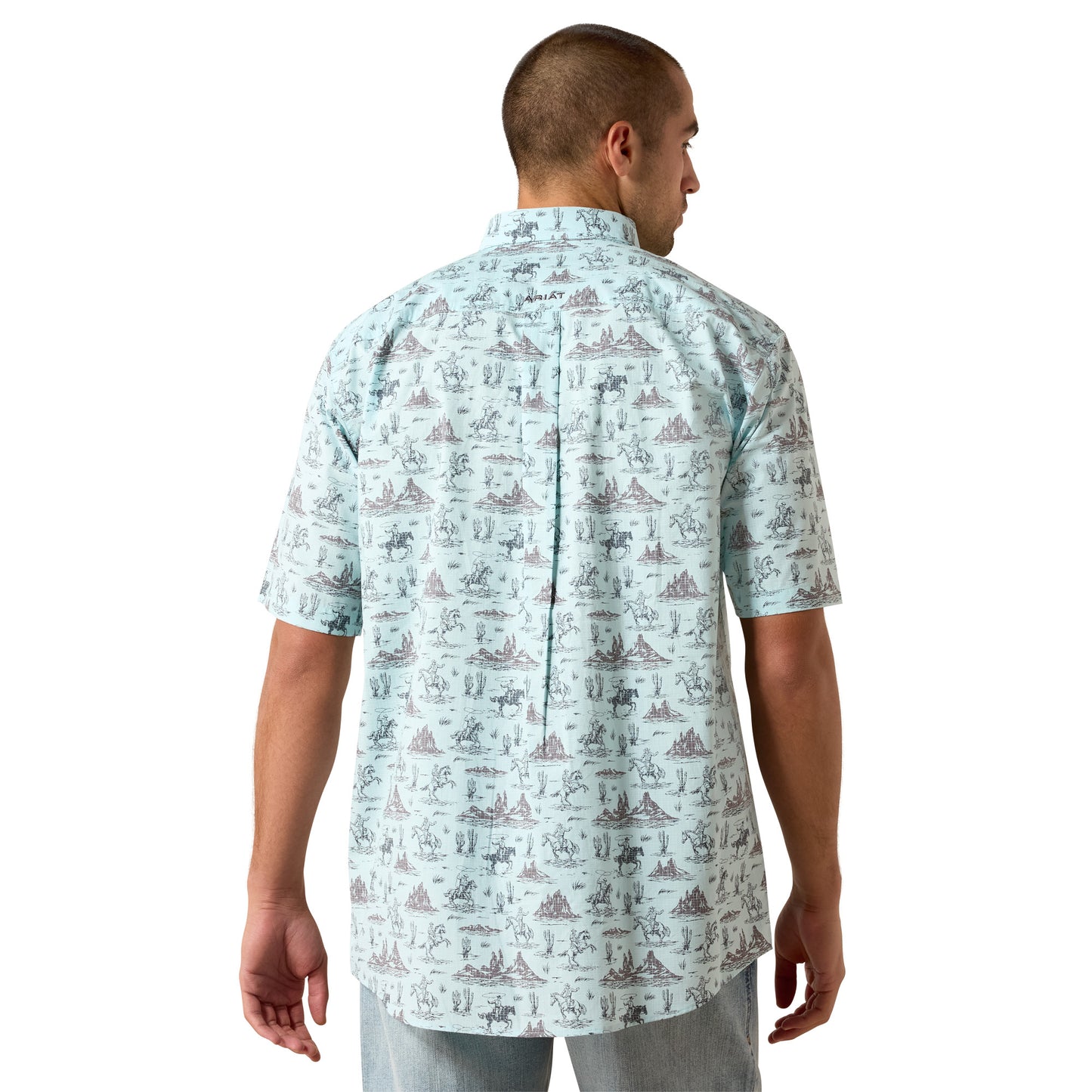 Ariat Men's Pratt Blue Glow Western Print Classic Fit Shirt 10071731