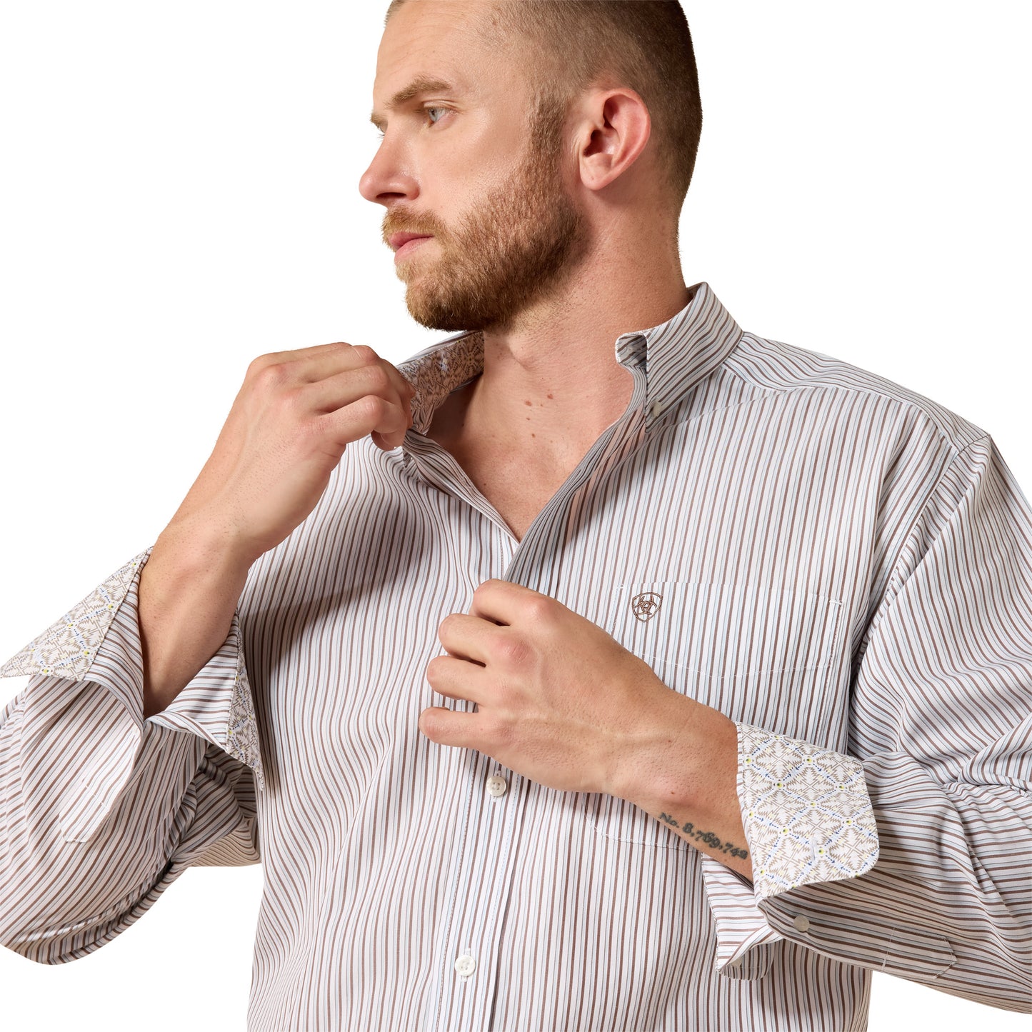 Ariat Men's Wrinkle Free White Stripe Cory Classic Fit Shirt 10071745