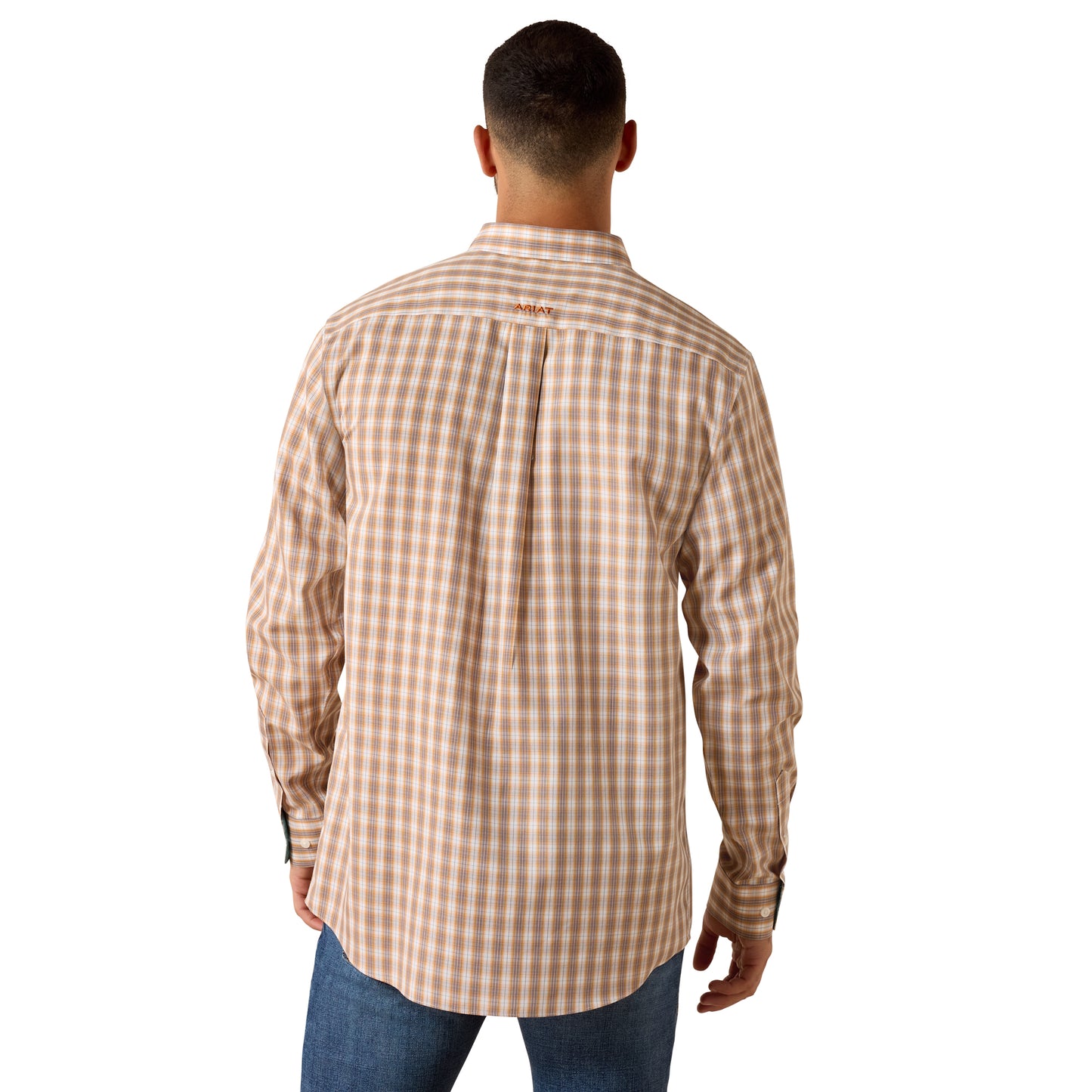 Ariat Men's Wrinkle Free Ayden Golden Oak Plaid Fitted Shirt 10071756