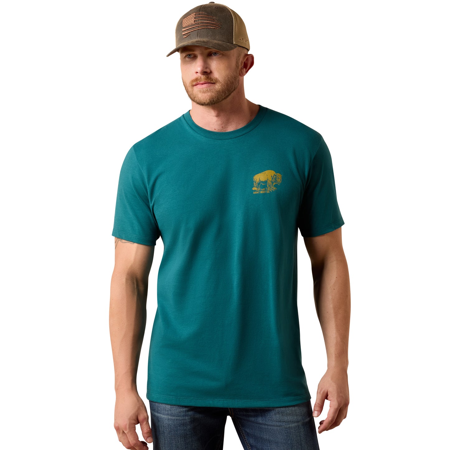 Ariat Men's Bison Wander Flag Mediterranean Classic Fit T-Shirt 10073412