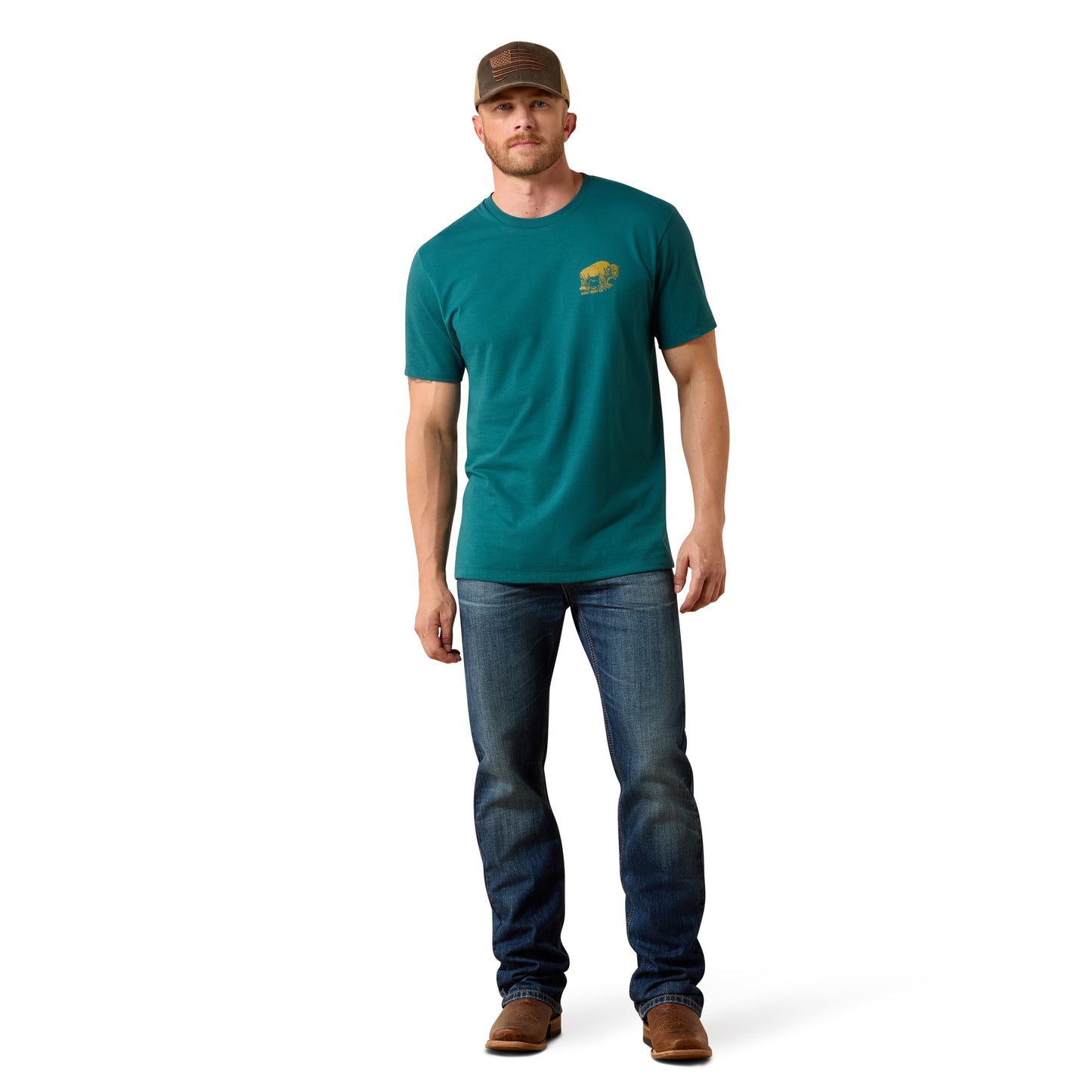 Ariat Men's Bison Wander Flag Mediterranean Classic Fit T-Shirt 10073412