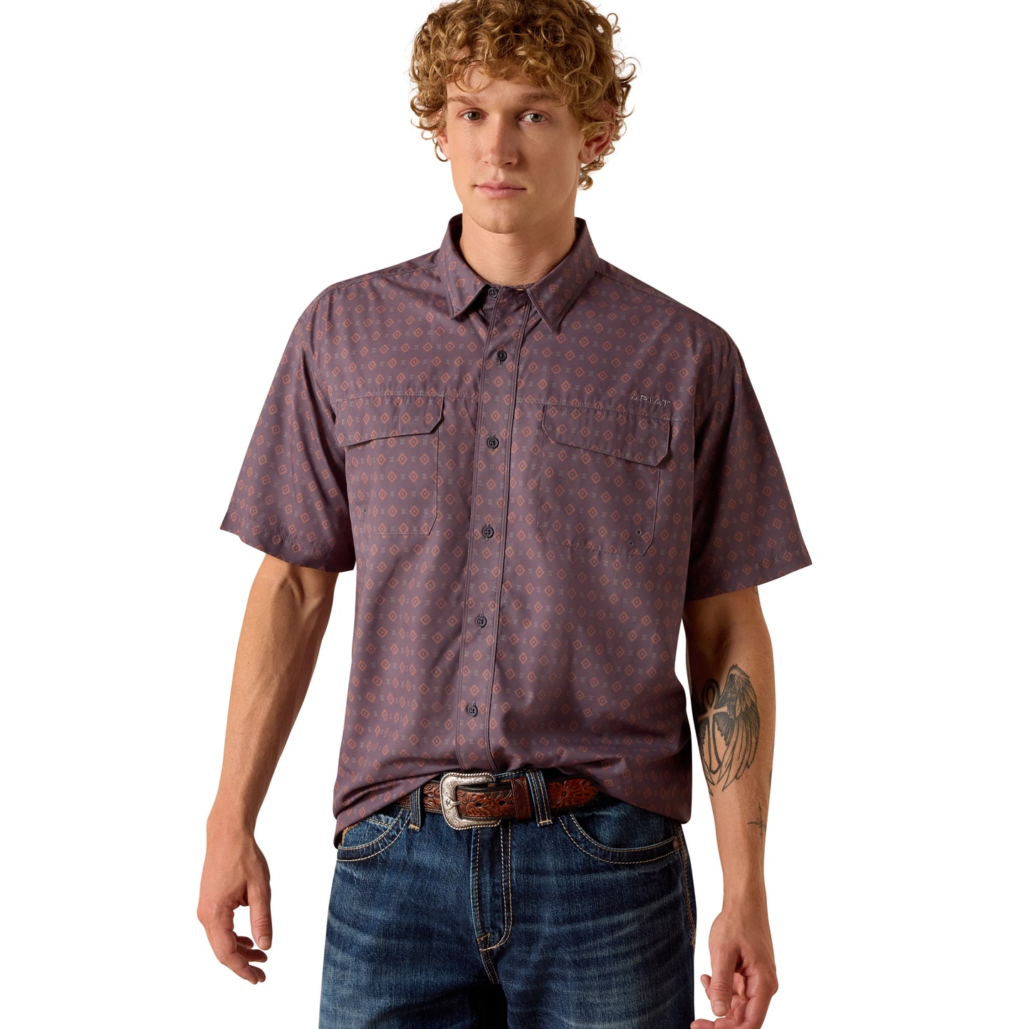 Ariat Men's VentTEK Outbound Black Printed Classic Fit Shirt 10073428