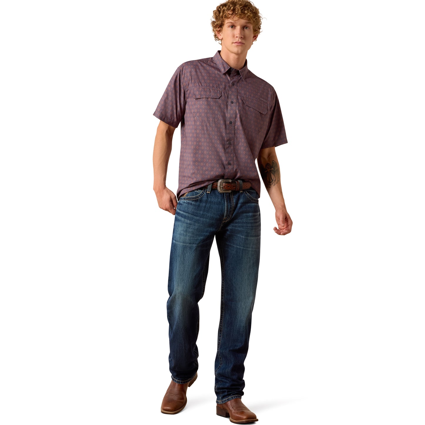 Ariat Men's VentTEK Outbound Black Printed Classic Fit Shirt 10073428