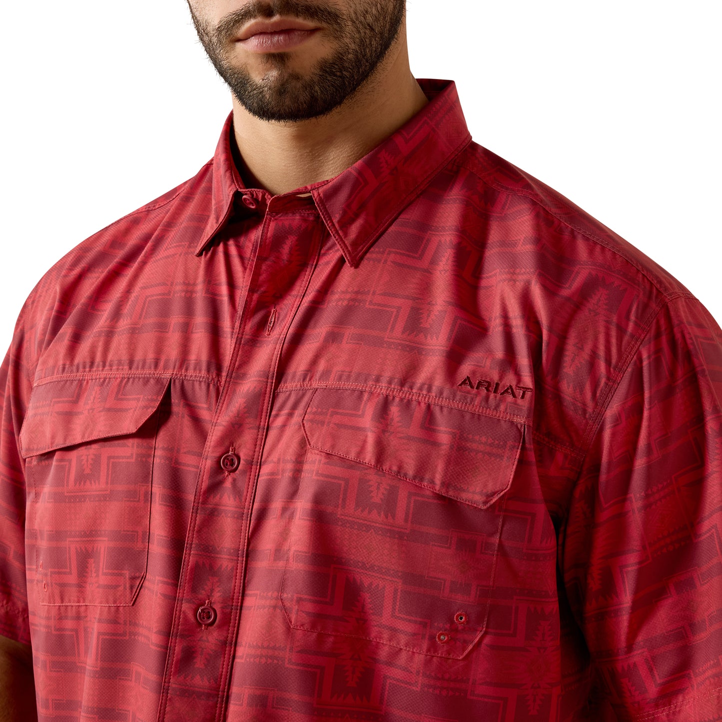 Ariat Men's VentTEK Outbound Rhubarb Red Printed Classic Fit Shirt 10073429
