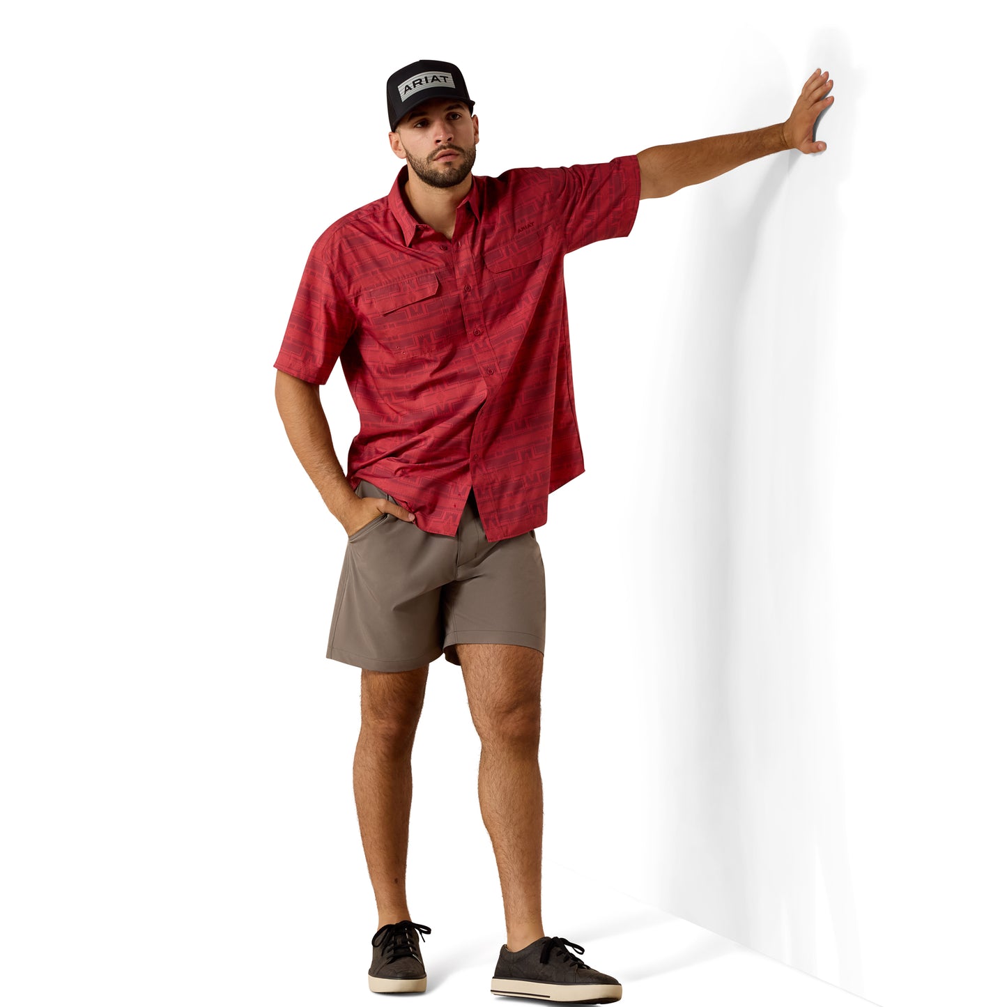 Ariat Men's VentTEK Outbound Rhubarb Red Printed Classic Fit Shirt 10073429