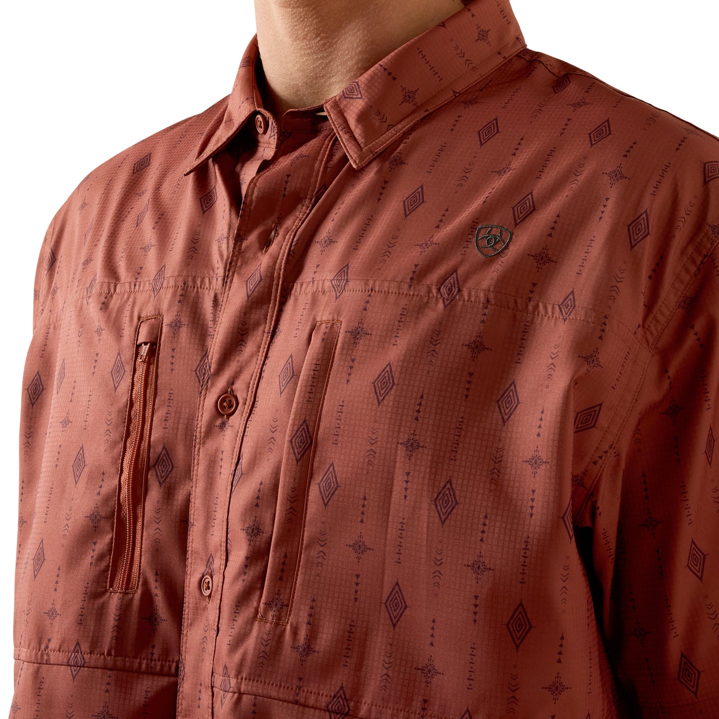 Ariat Men's VentTEK Copper Brown Printed Button Down Shirt 10073430