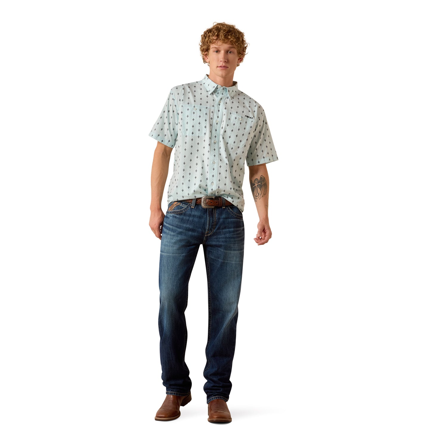 Ariat Men's Printed 360 Airflow Blue Glow Classic Fit Shirt 10073437