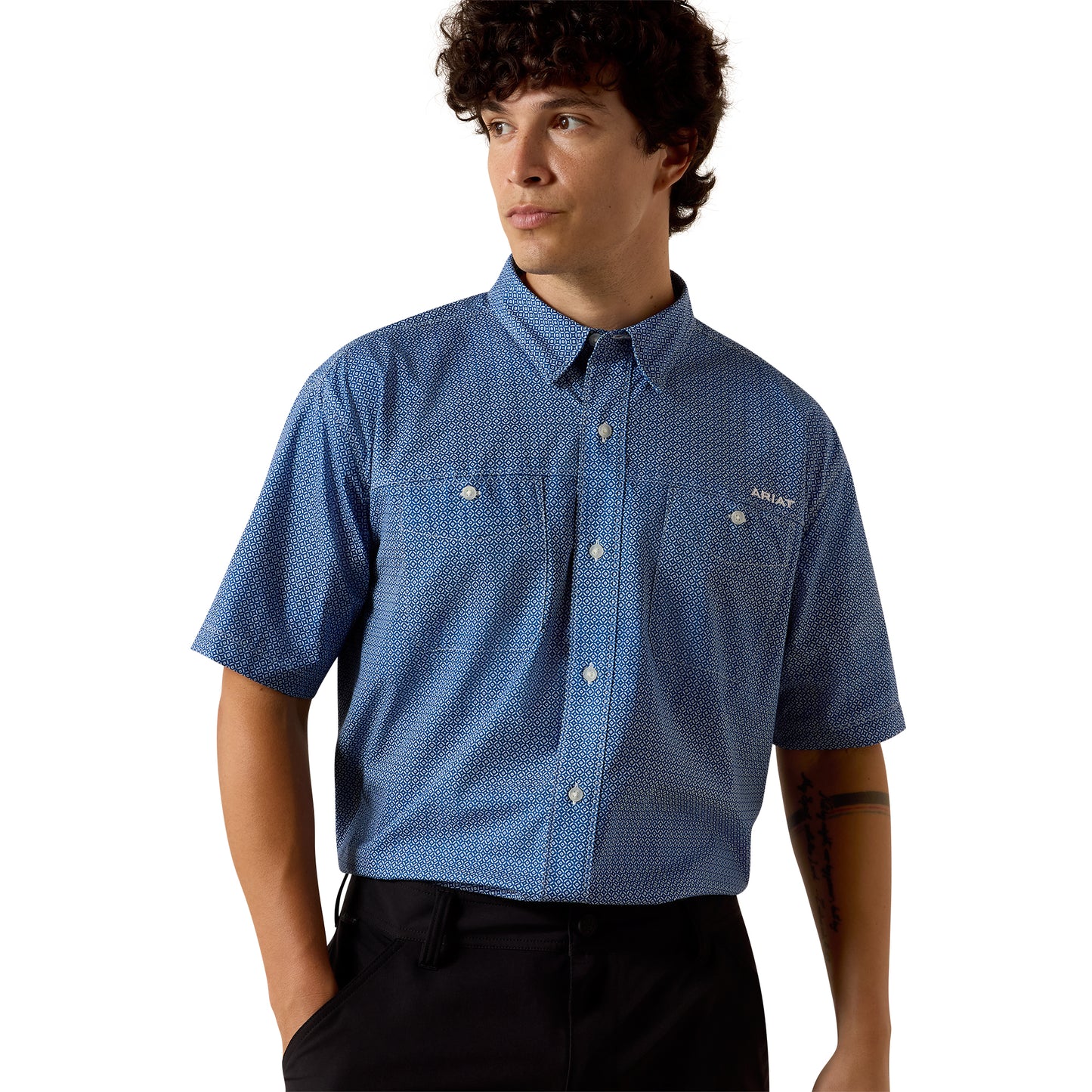 Ariat Men's Printed 360 Airflow Blue Quartz Classic Fit Shirt 10073440