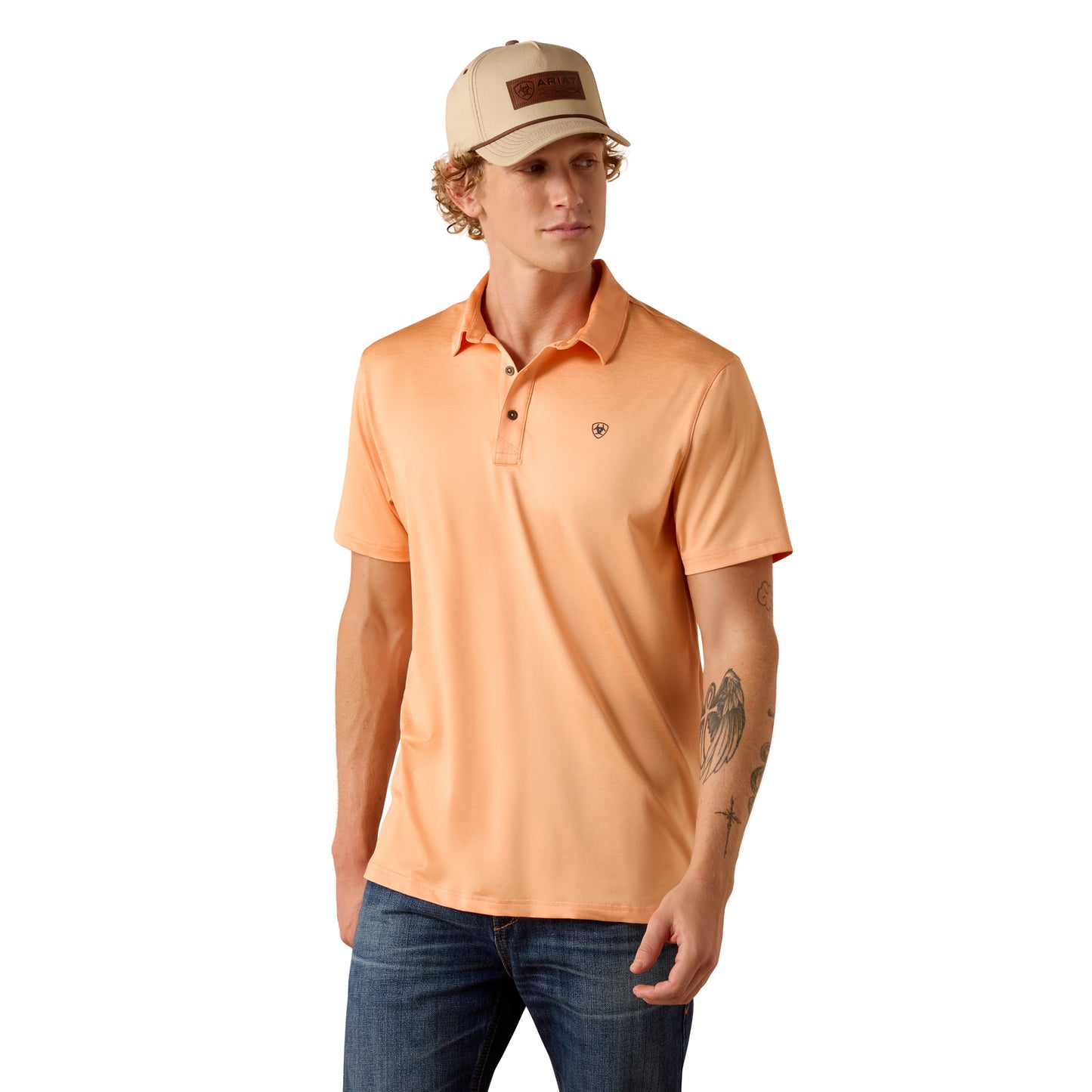 Ariat Men's Charger 2.0 Cantaloupe Fitted Polo 10073465