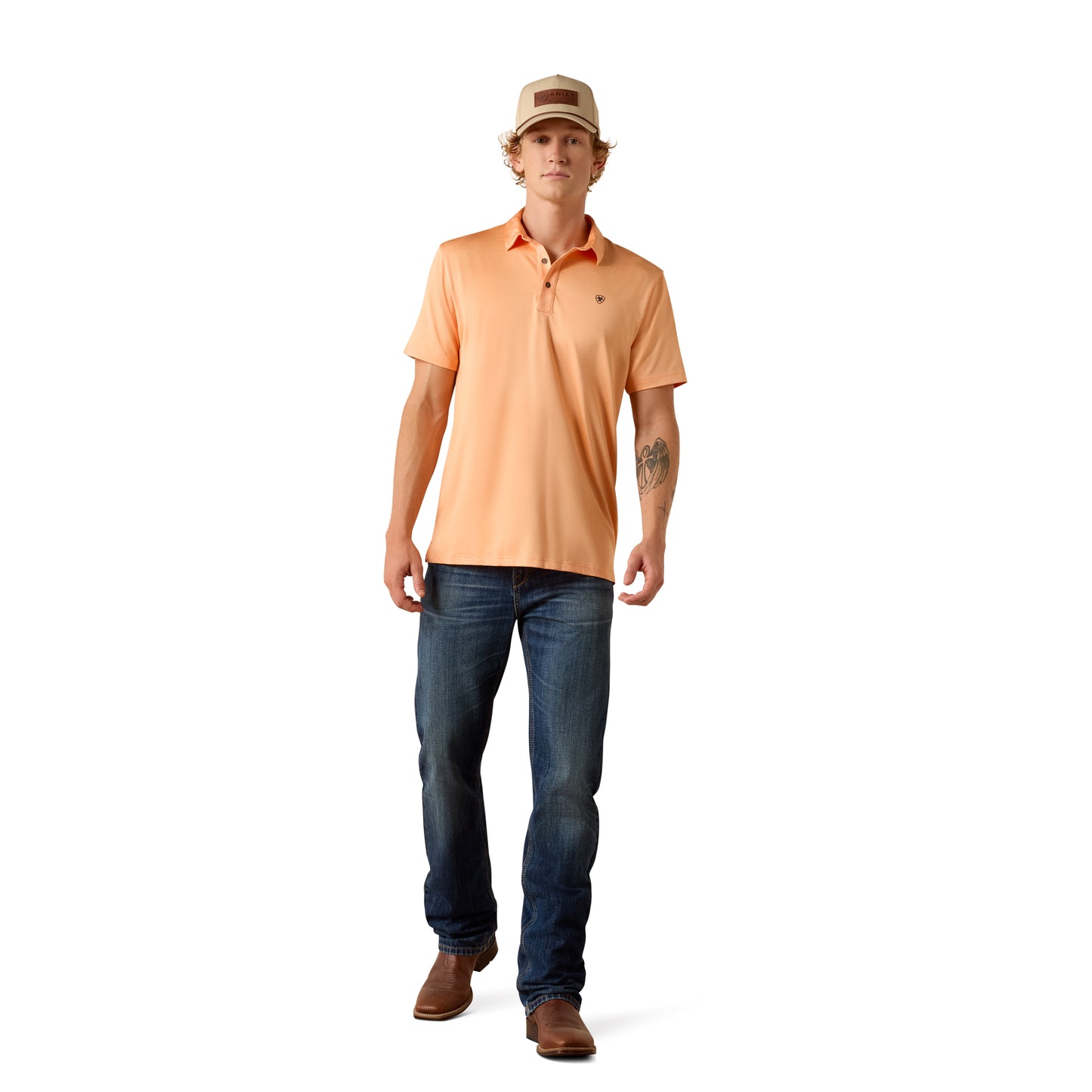 Ariat Men's Charger 2.0 Cantaloupe Fitted Polo 10073465