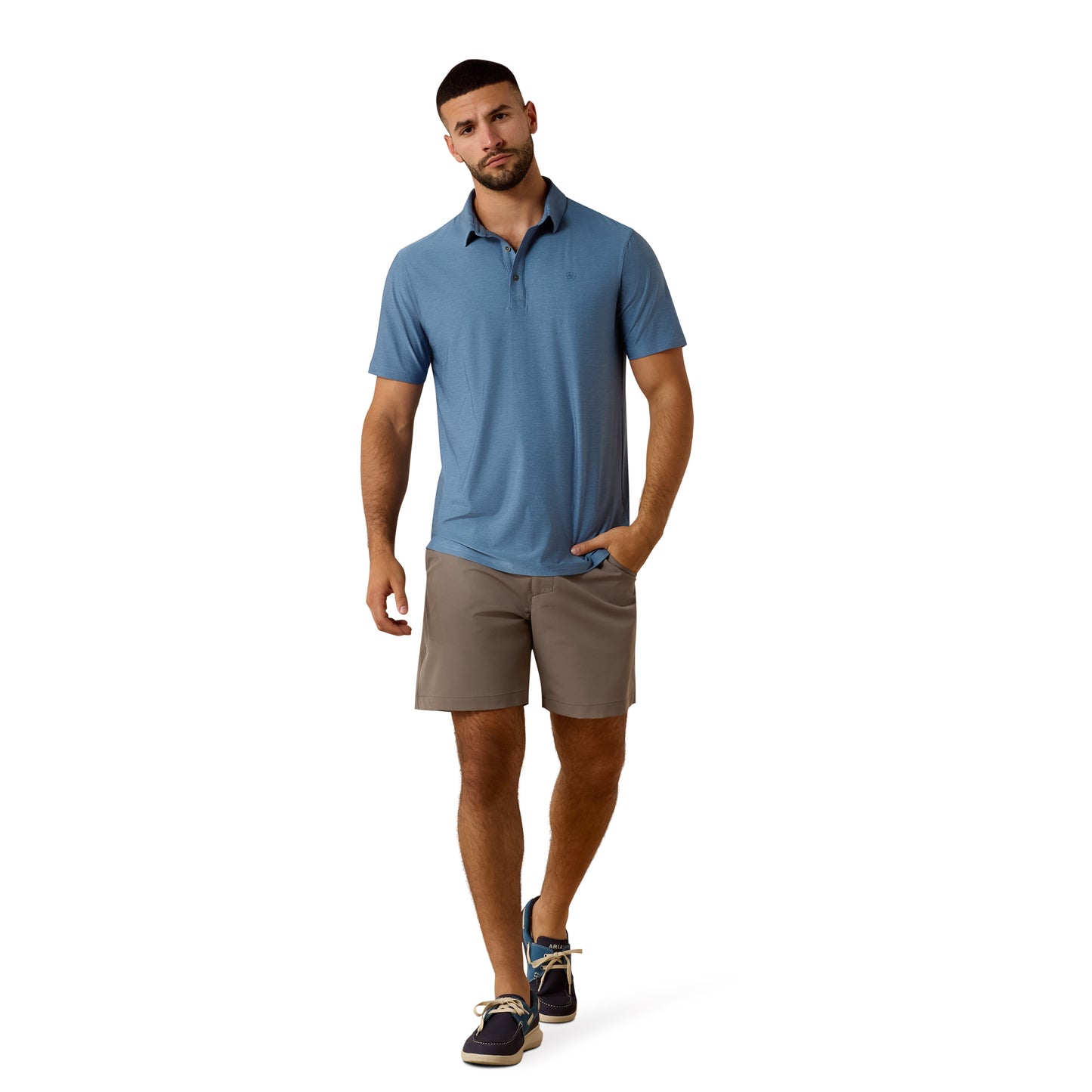 Ariat Men's Charger 2.0 Captain's Blue Fitted Polo 10073467