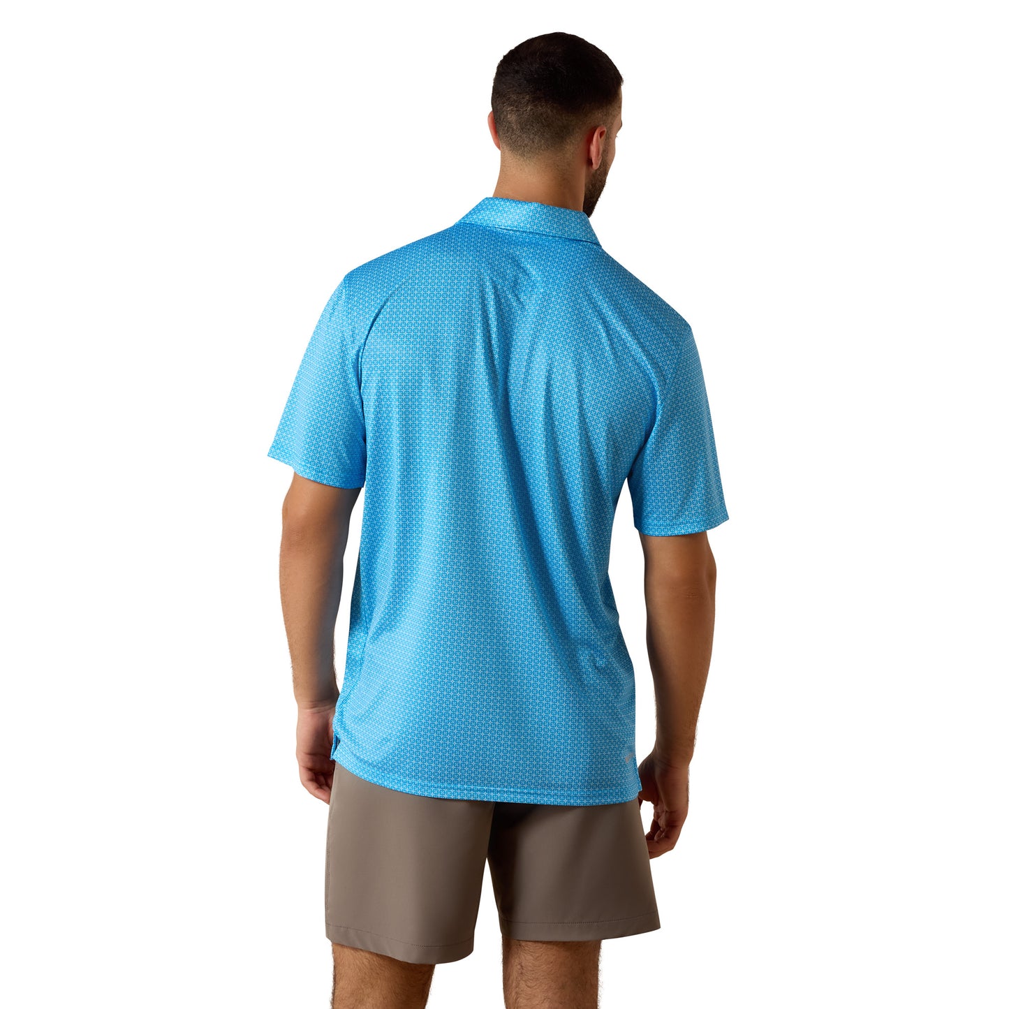 Ariat Men's All Over Ibiza Blue Mini Geo Print Polo 10073468