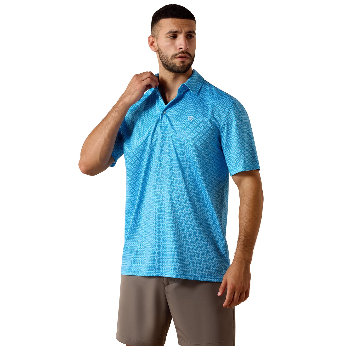 Ariat Men's All Over Ibiza Blue Mini Geo Print Polo 10073468