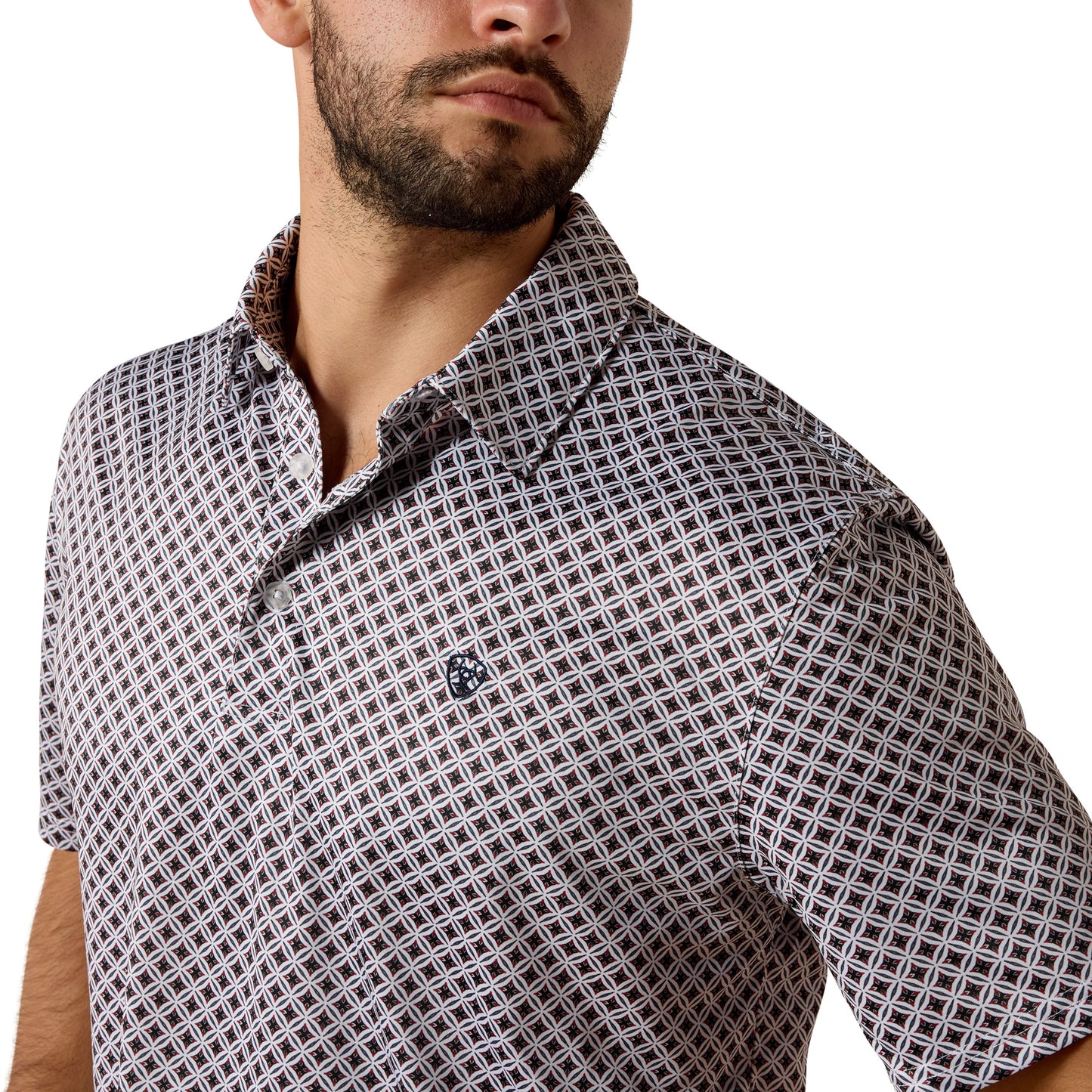 Ariat Men's All Over White Geo X Print Polo 10073471
