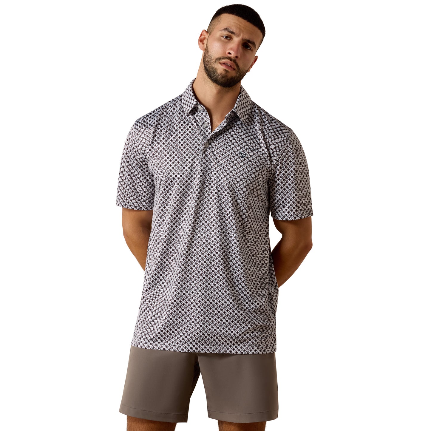 Ariat Men's All Over White Geo X Print Polo 10073471