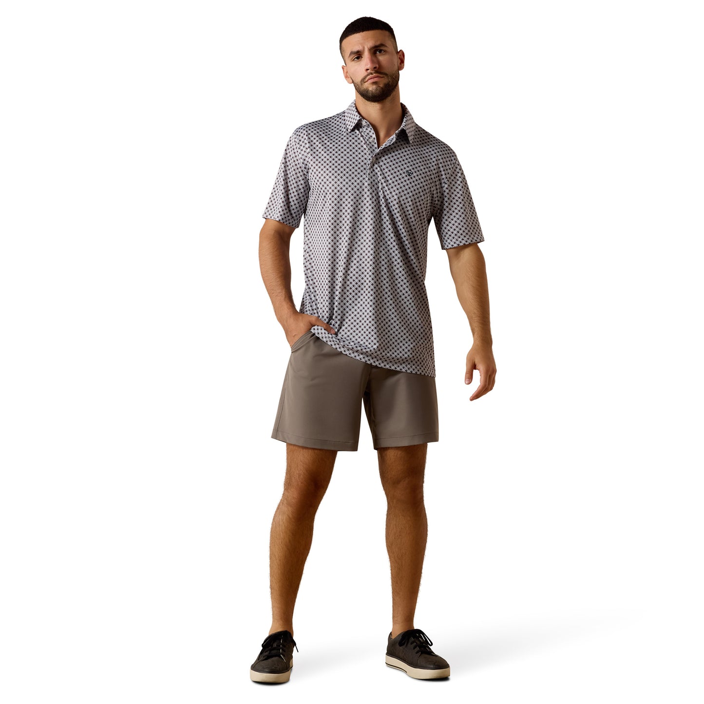 Ariat Men's All Over White Geo X Print Polo 10073471