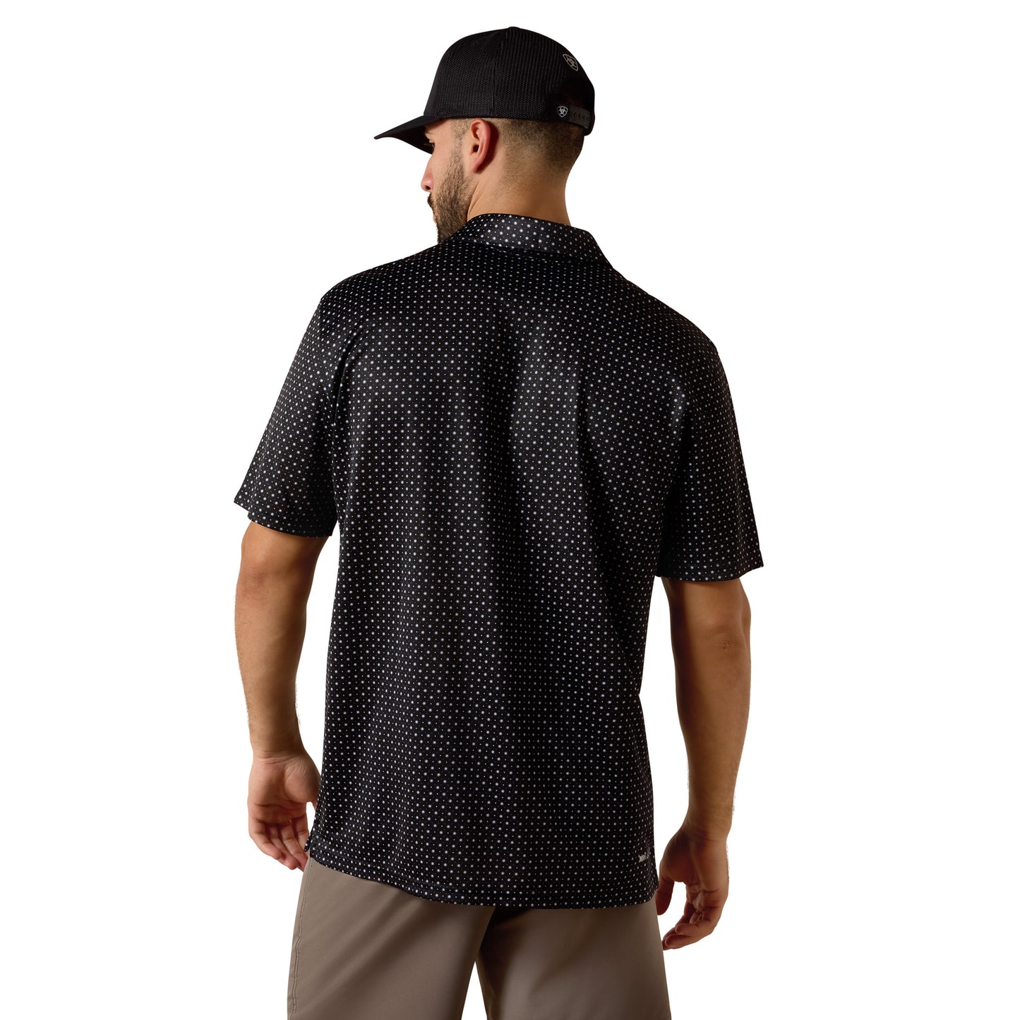 Ariat Men's All Over Black Mini Star Print Polo 10073472