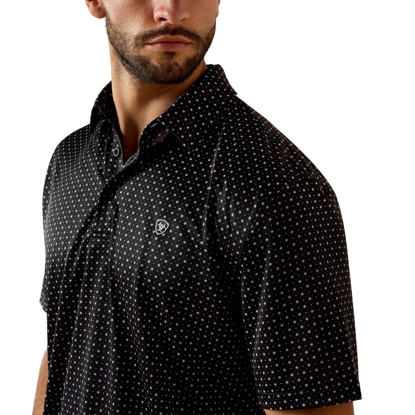 Ariat Men's All Over Black Mini Star Print Polo 10073472