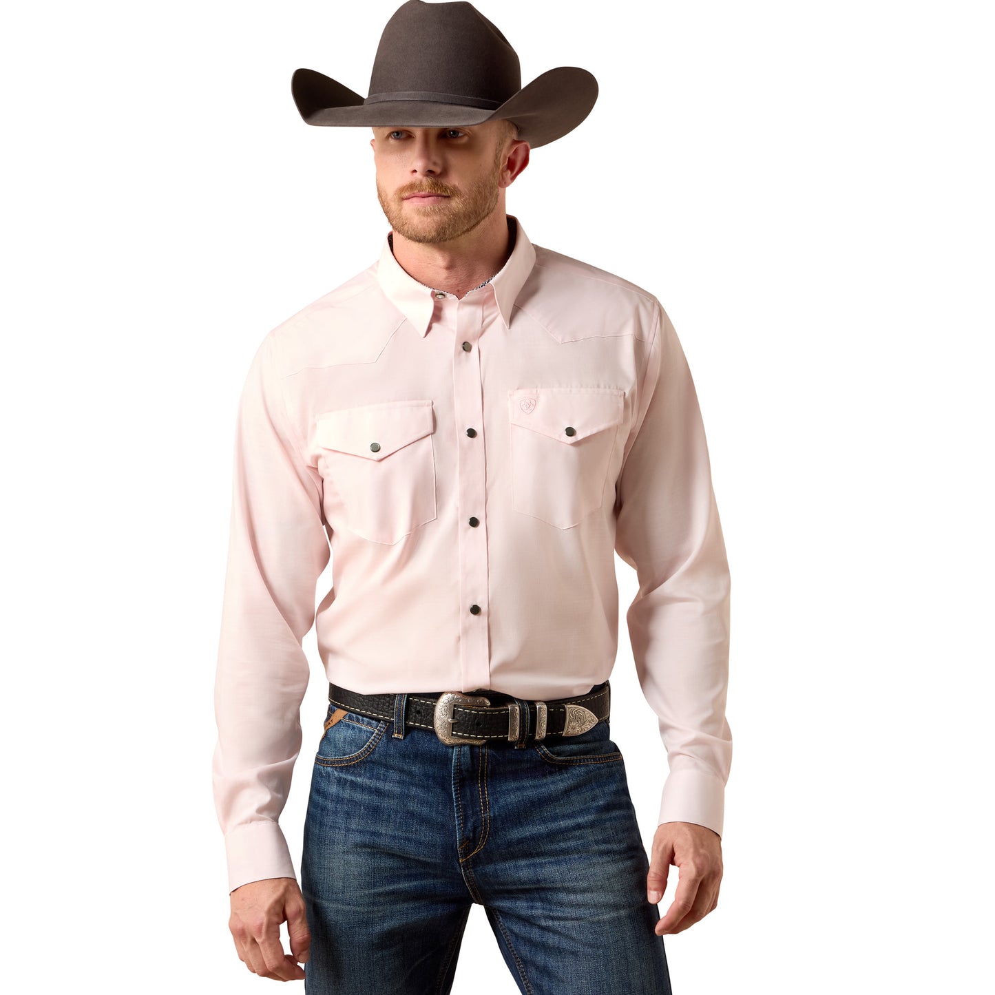 Ariat Men's Wrinkle Free Refined Slub Barely Pink Fitted Shirt 10073487