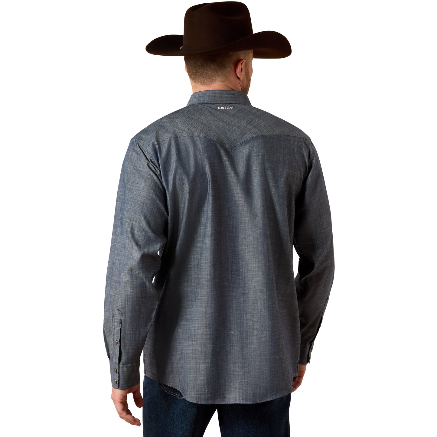 Ariat Men's Wrinkle Free Refined Slub Chambray Blue Snap Shirt 10073488