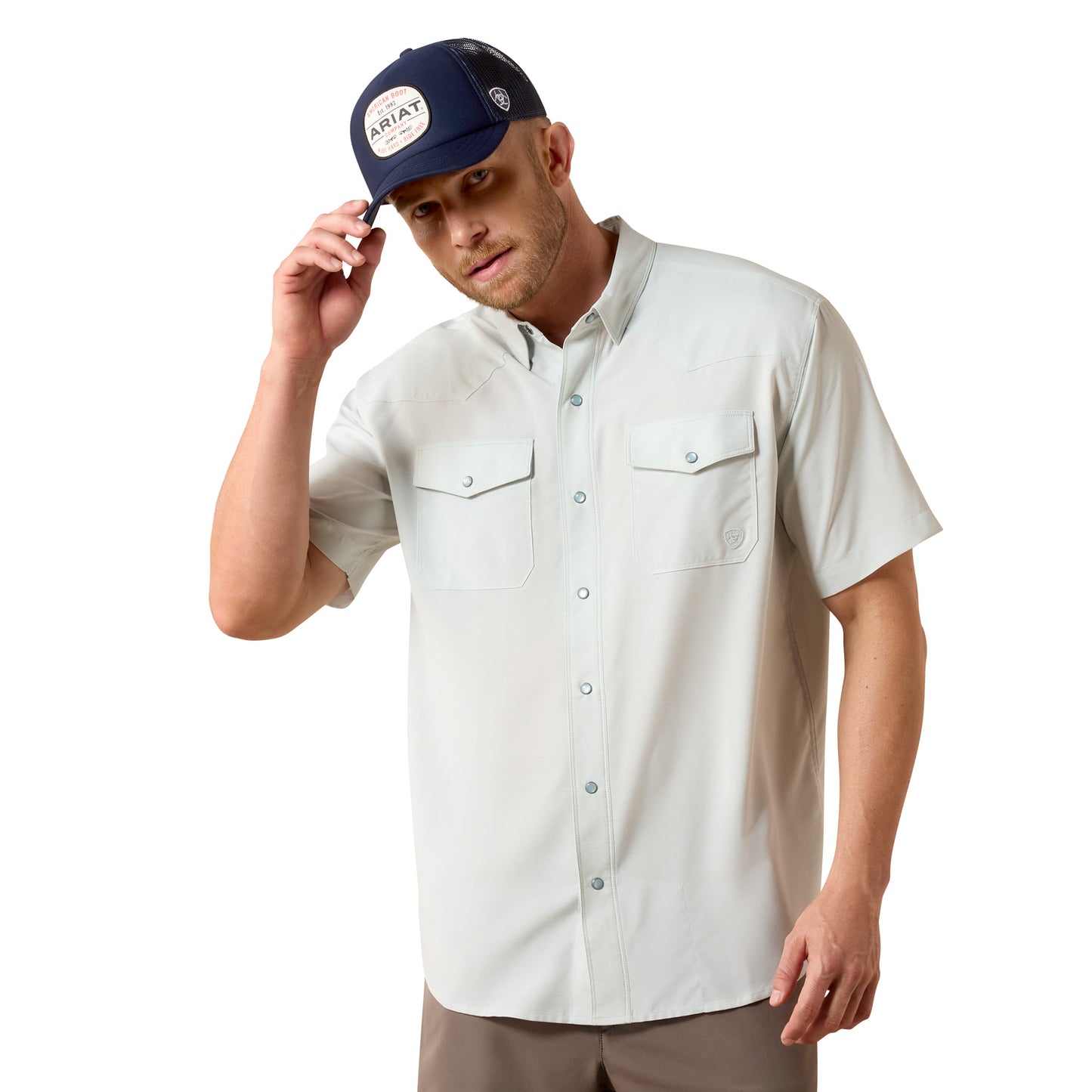 Ariat Men's Western VentTEK Aqua Heather Classic Fit Shirt 10073498