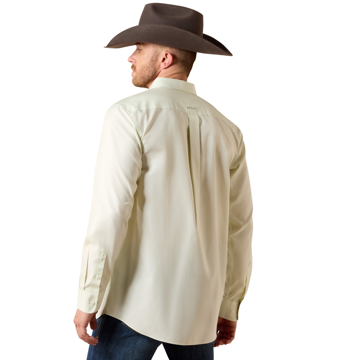 Ariat Men's Wrinkle Free Solid Laurel Green Fitted Shirt 10073500
