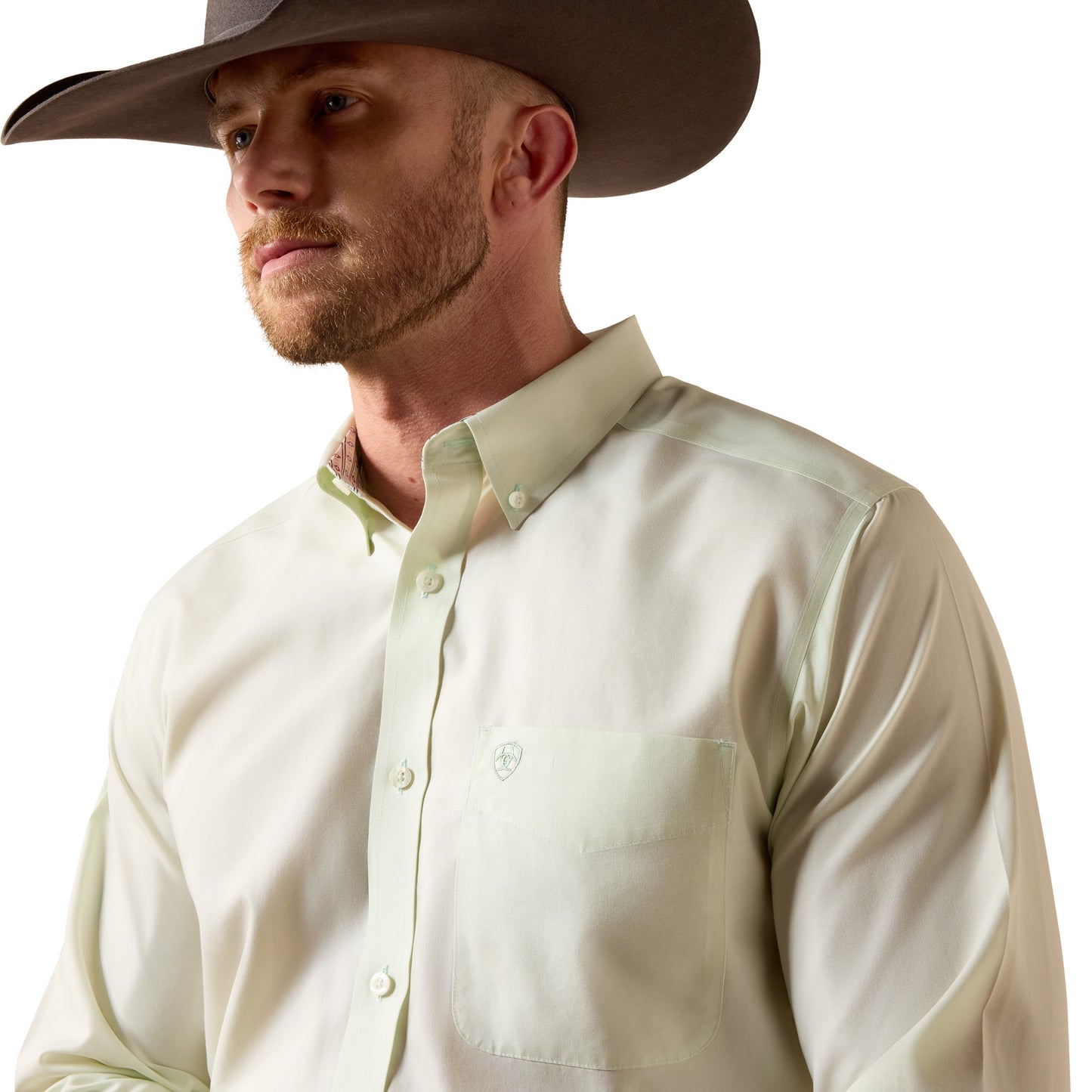Ariat Men's Wrinkle Free Solid Laurel Green Fitted Shirt 10073500
