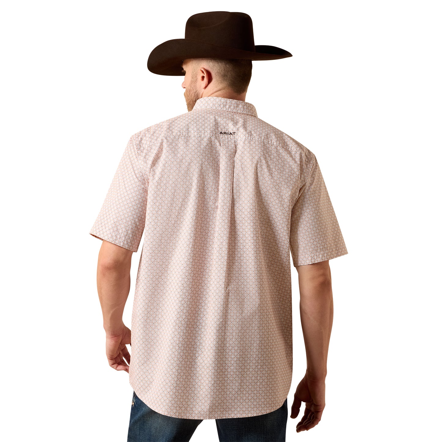 Ariat Men's Nels Almond Oil Geo Print Classic Fit Button Down Shirt 10073520