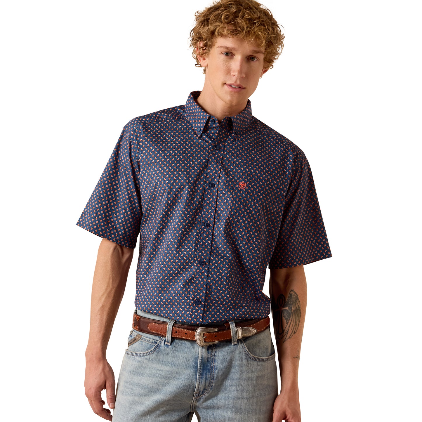 Ariat Men's Nikola Key Largo Blue Geo Print Button Down Shirt 10073521