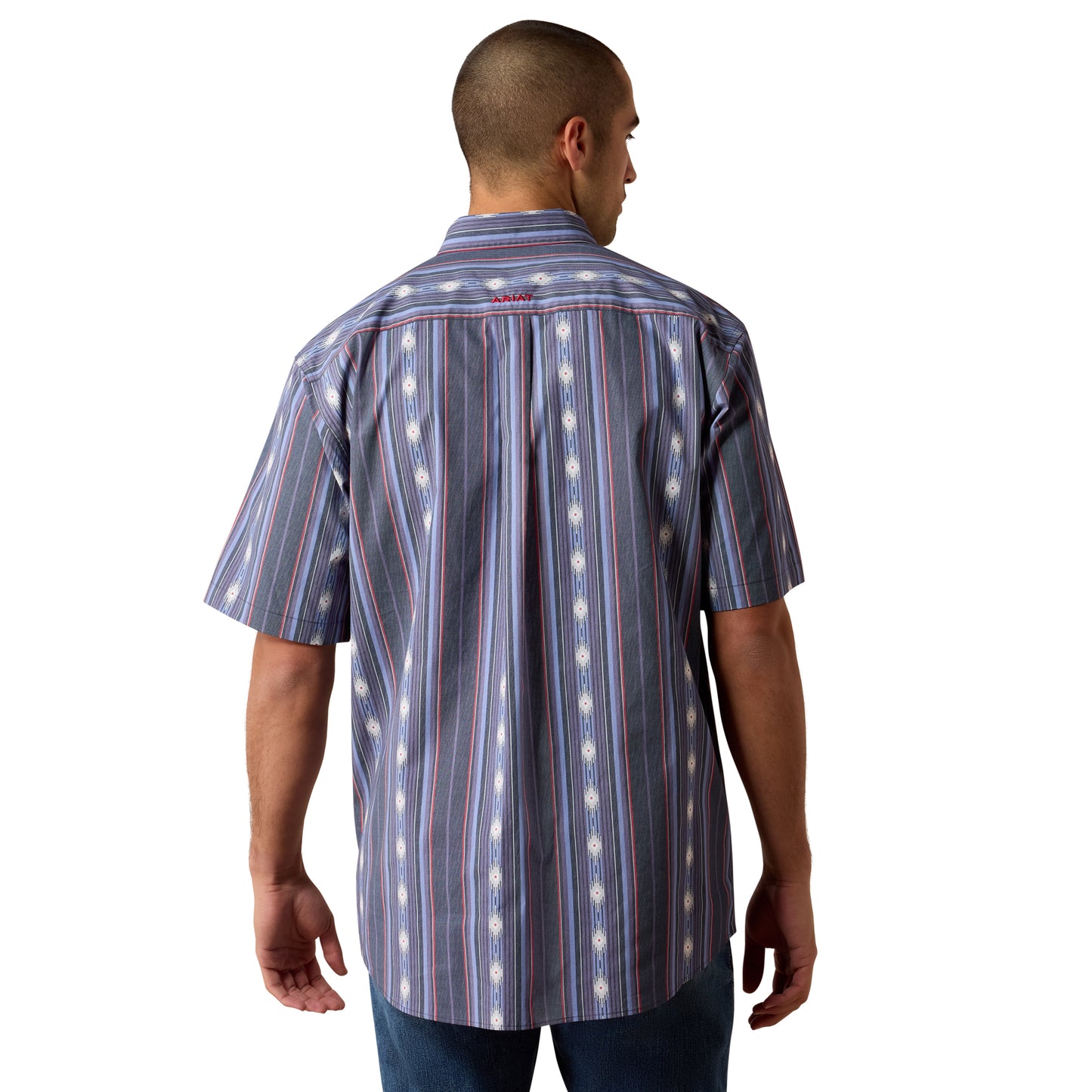 Ariat Men's Berke Evening Blue Southwest Stripe Button Down Shirt 10073525