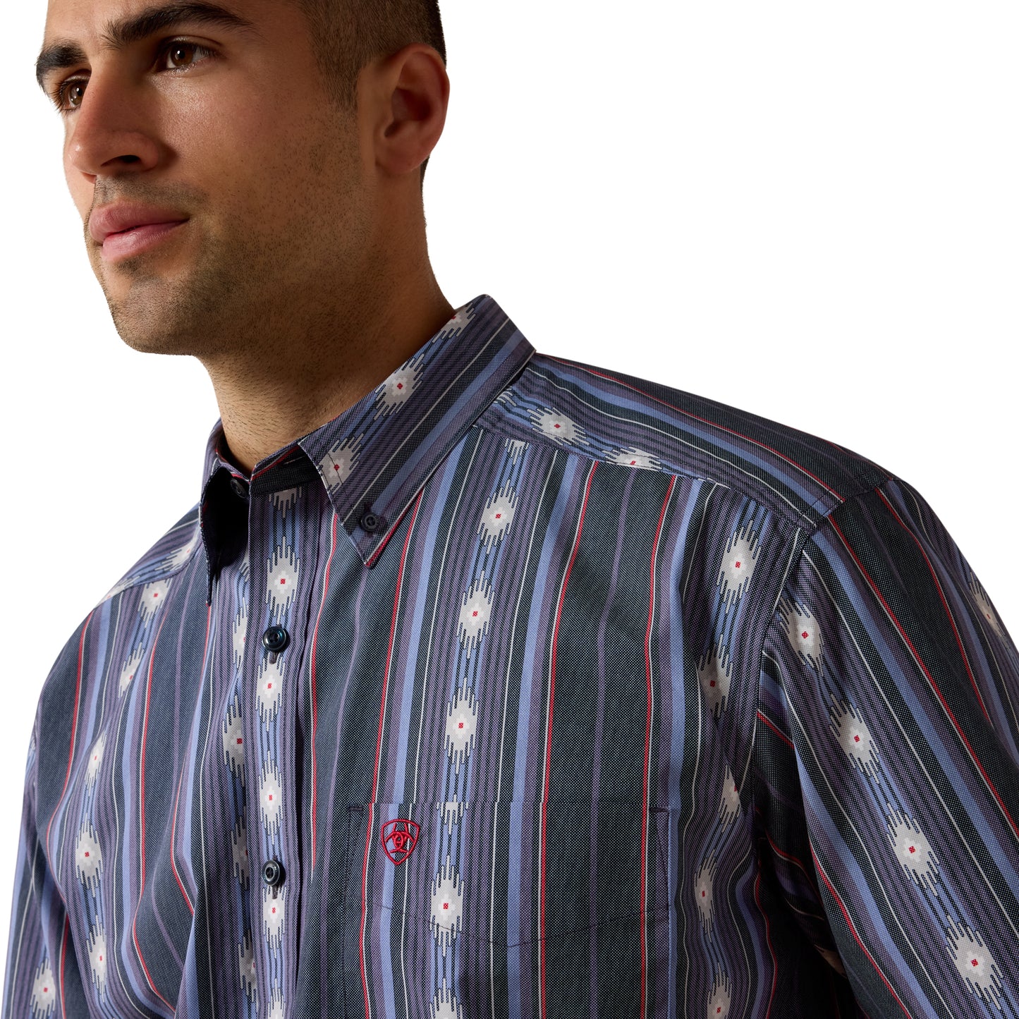 Ariat Men's Berke Evening Blue Southwest Stripe Button Down Shirt 10073525