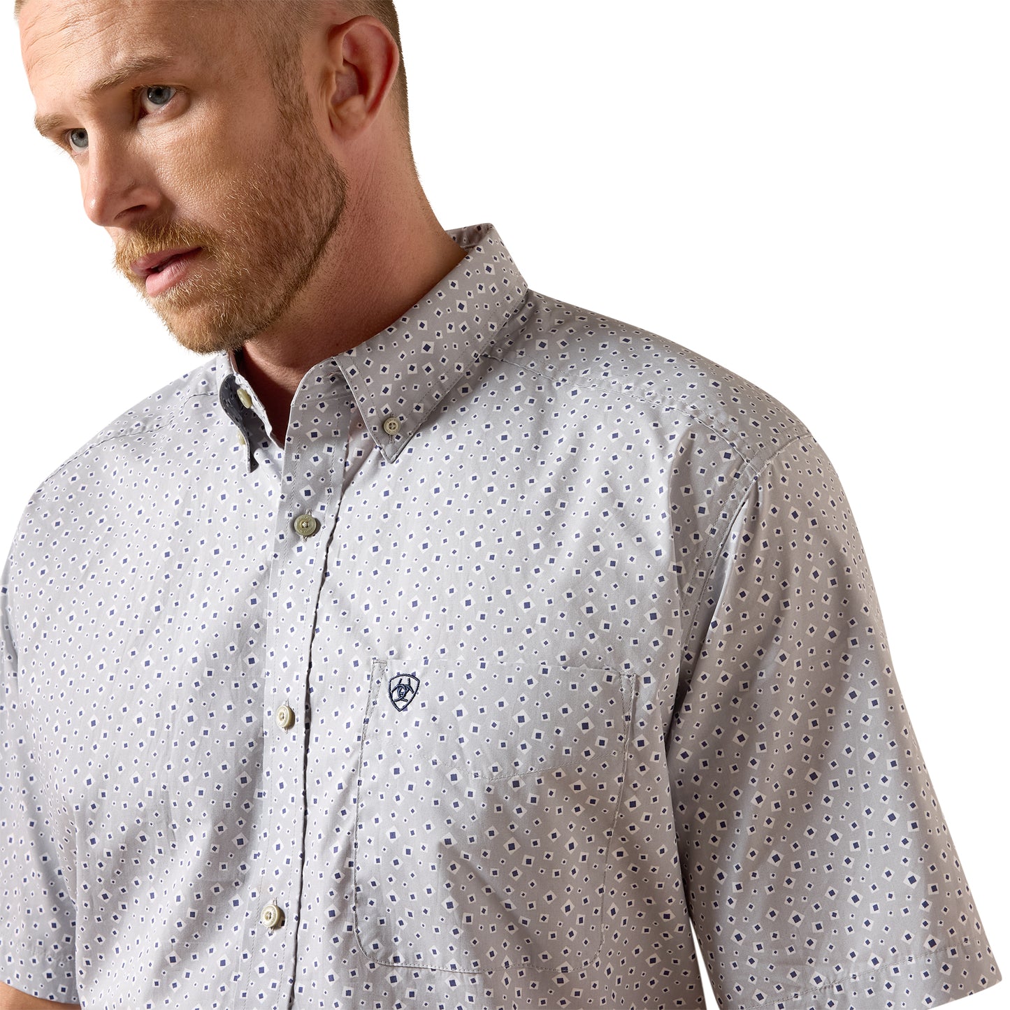 Ariat Men's Bosco Sleet Grey Geo Print Button Down Shirt 10073526