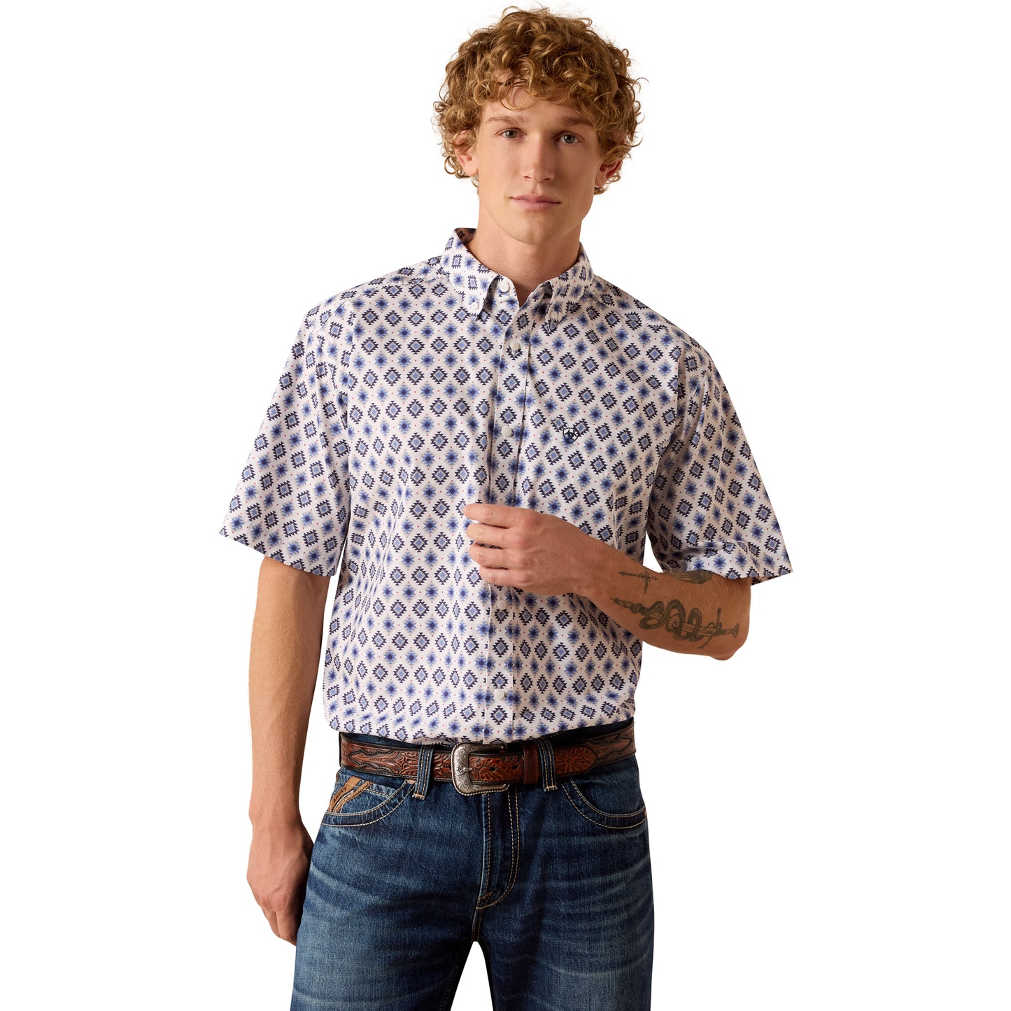 Ariat Men's Baxter White Multi Southwest Print Button Down Shirt 10073527