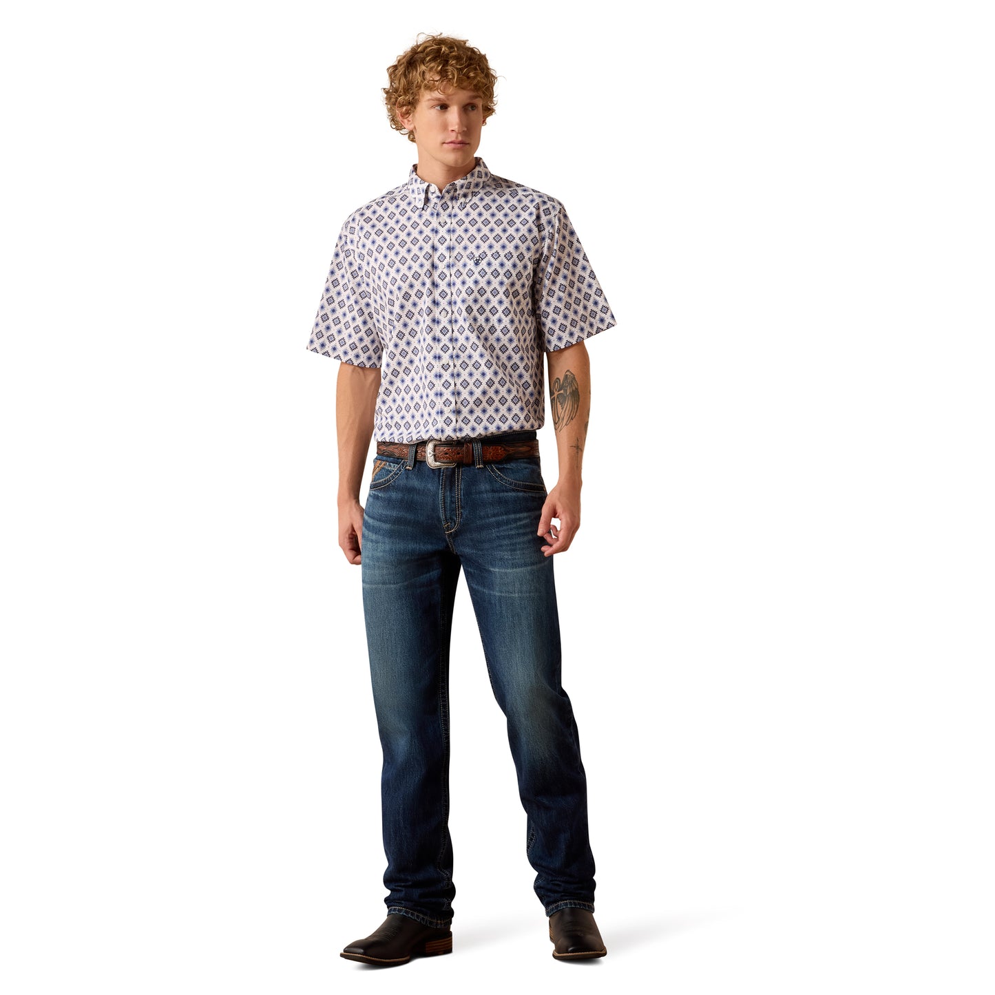 Ariat Men's Baxter White Multi Southwest Print Button Down Shirt 10073527