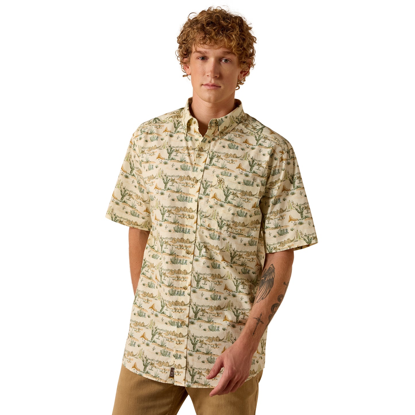 Ariat Men's Sable Almond Oil Scenic Print Classic Fit Shirt 10073530