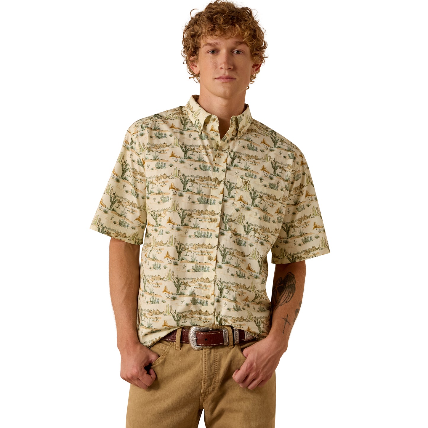 Ariat Men's Sable Almond Oil Scenic Print Classic Fit Shirt 10073530