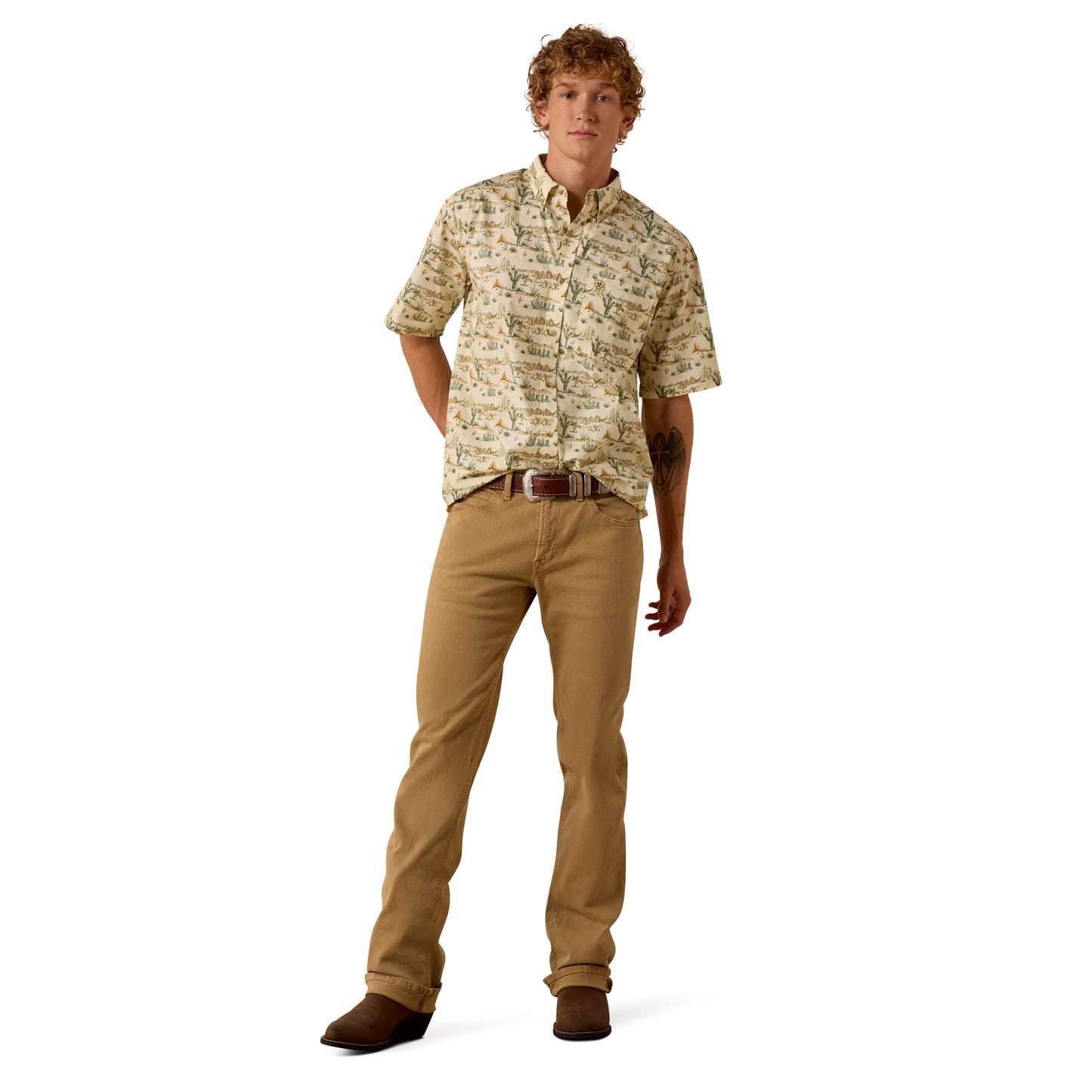Ariat Men's Sable Almond Oil Scenic Print Classic Fit Shirt 10073530