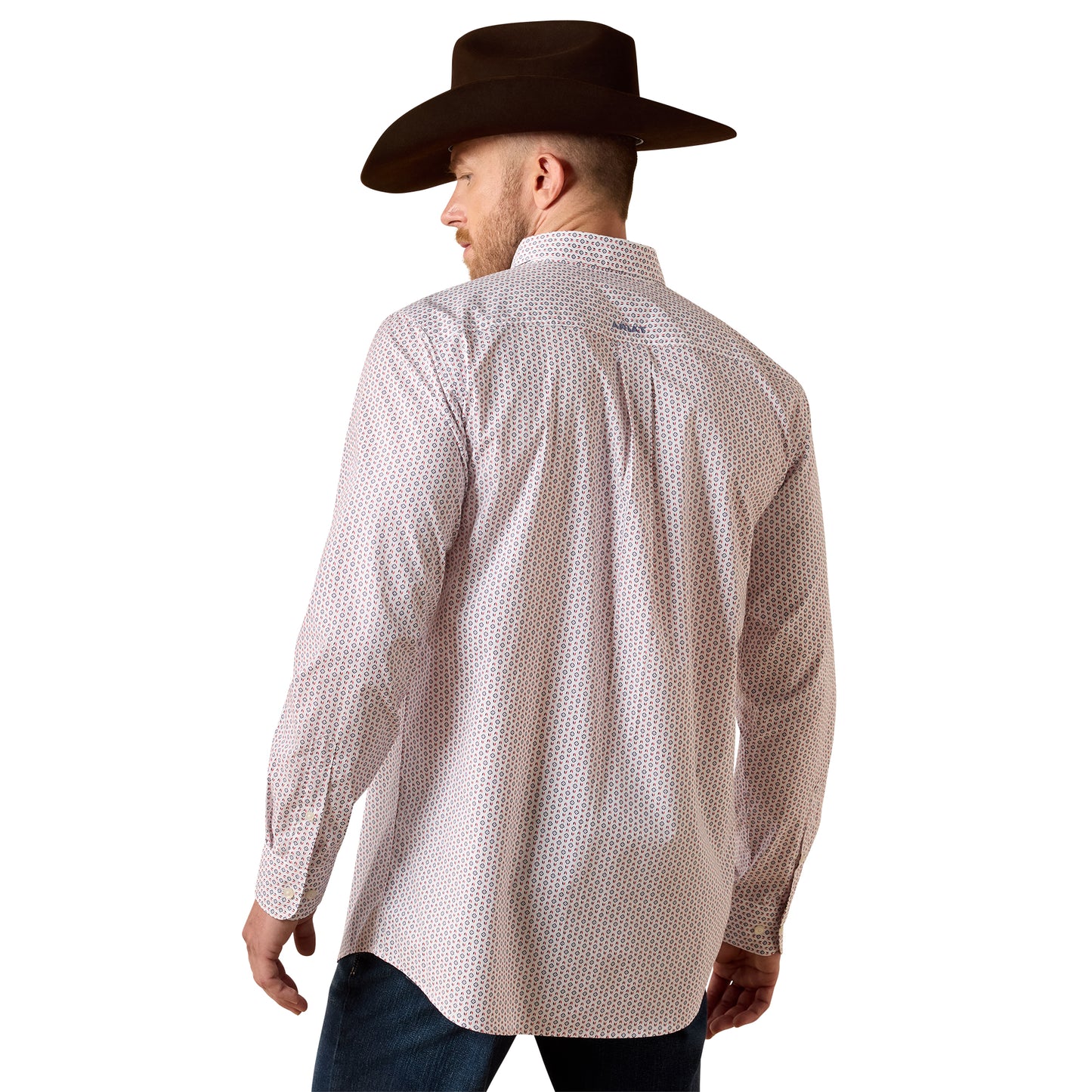 Ariat Men's Brad White Multi Geo Print Fitted Button Down Shirt 10073532