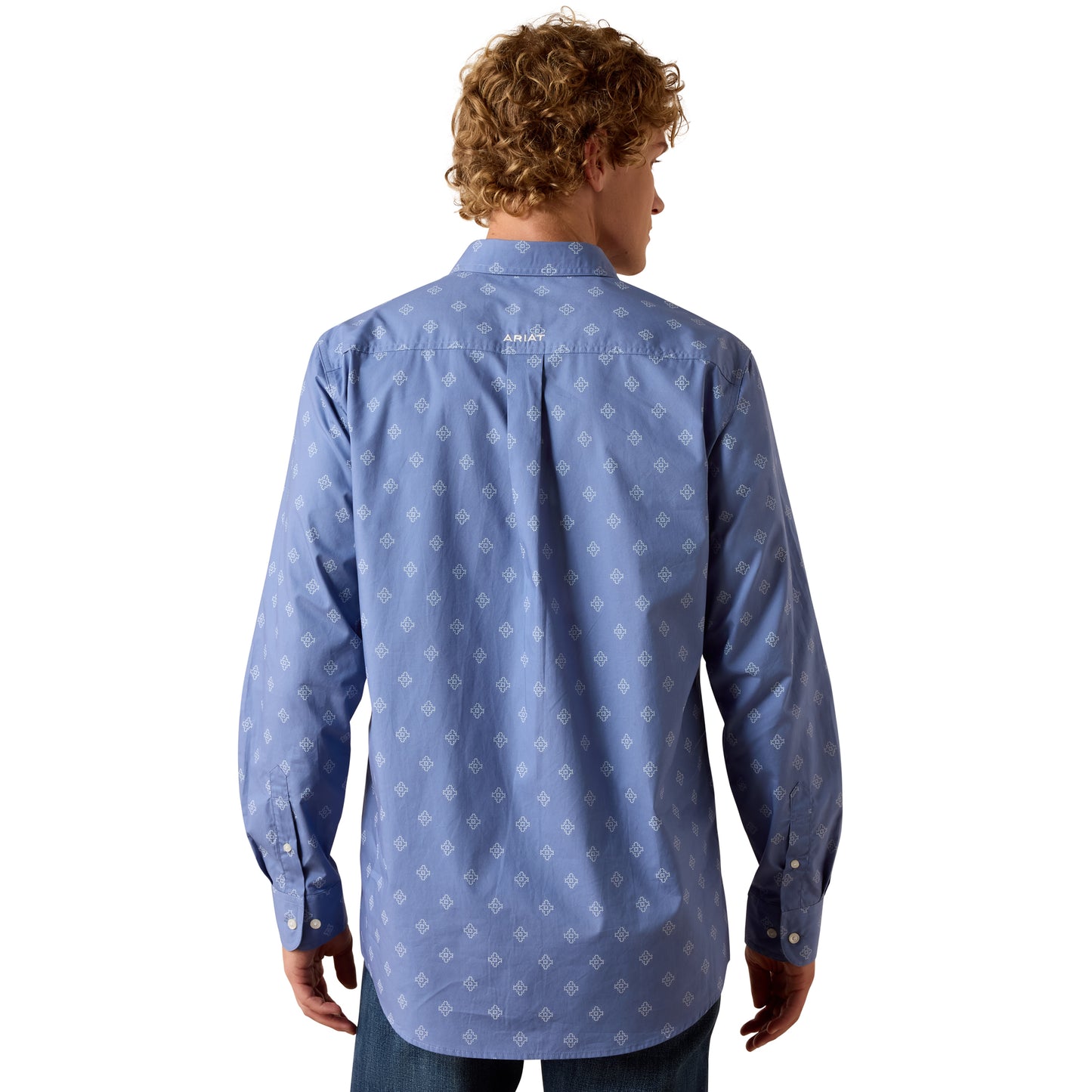 Ariat Men's Byrd Colony Blue Southwest Motif Fitted Shirt 10073533