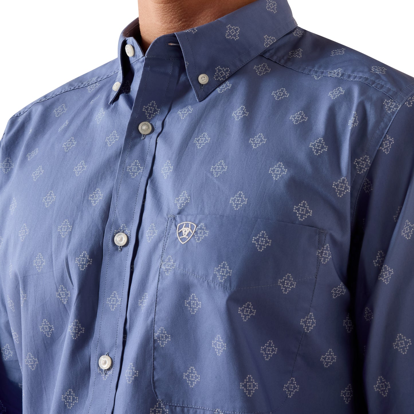 Ariat Men's Byrd Colony Blue Southwest Motif Fitted Shirt 10073533