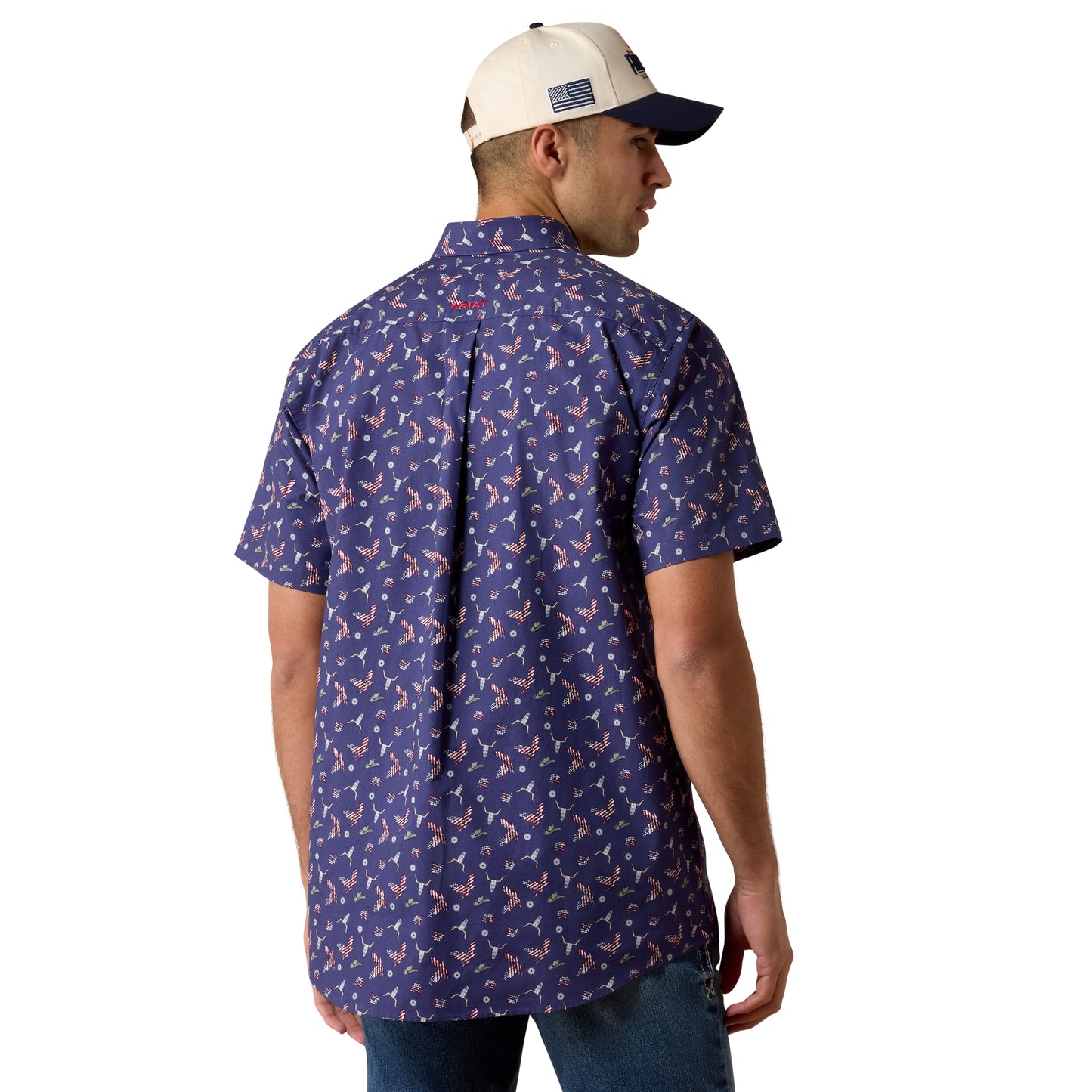 Ariat Men's Berne Patriot Blue Americana Fitted Button Down Shirt 10073534