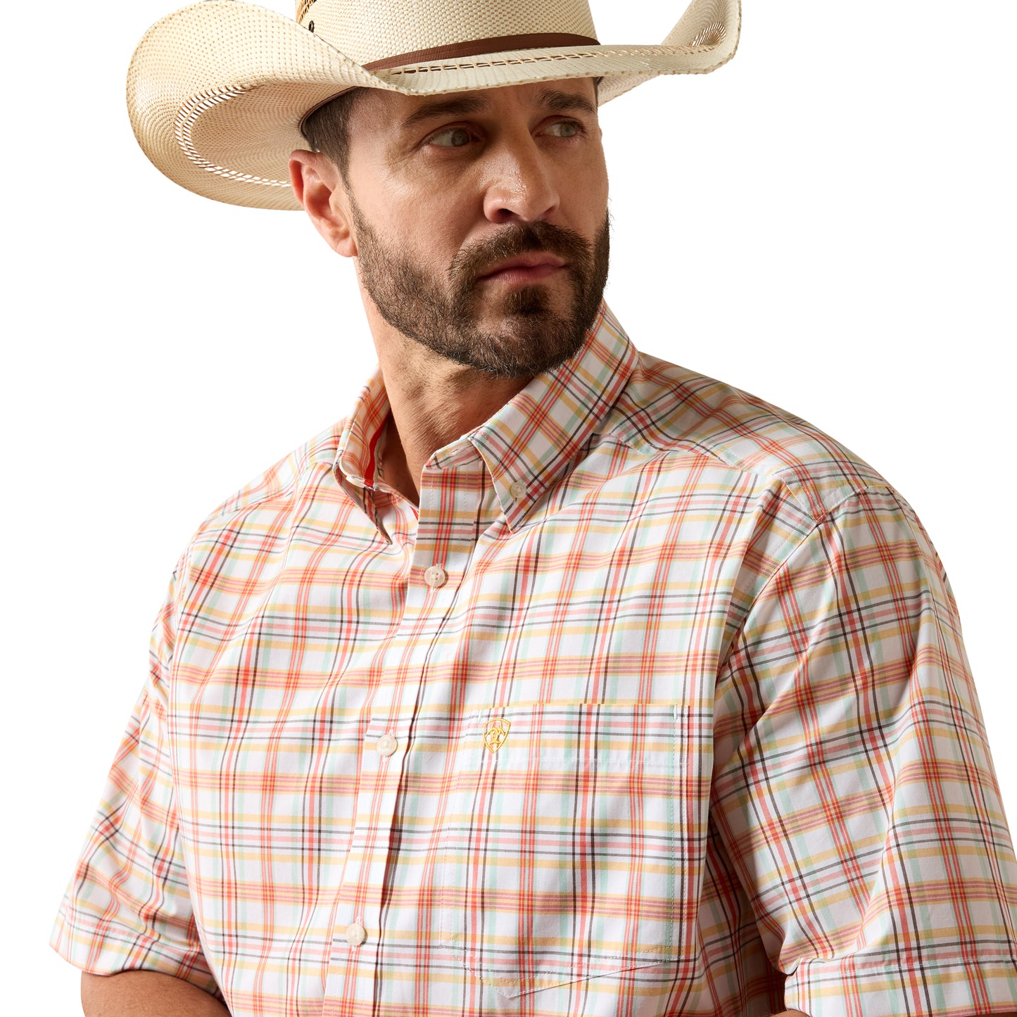 Ariat Men's Pro Series Nico White Multi Plaid Classic Fit Shirt 10073562