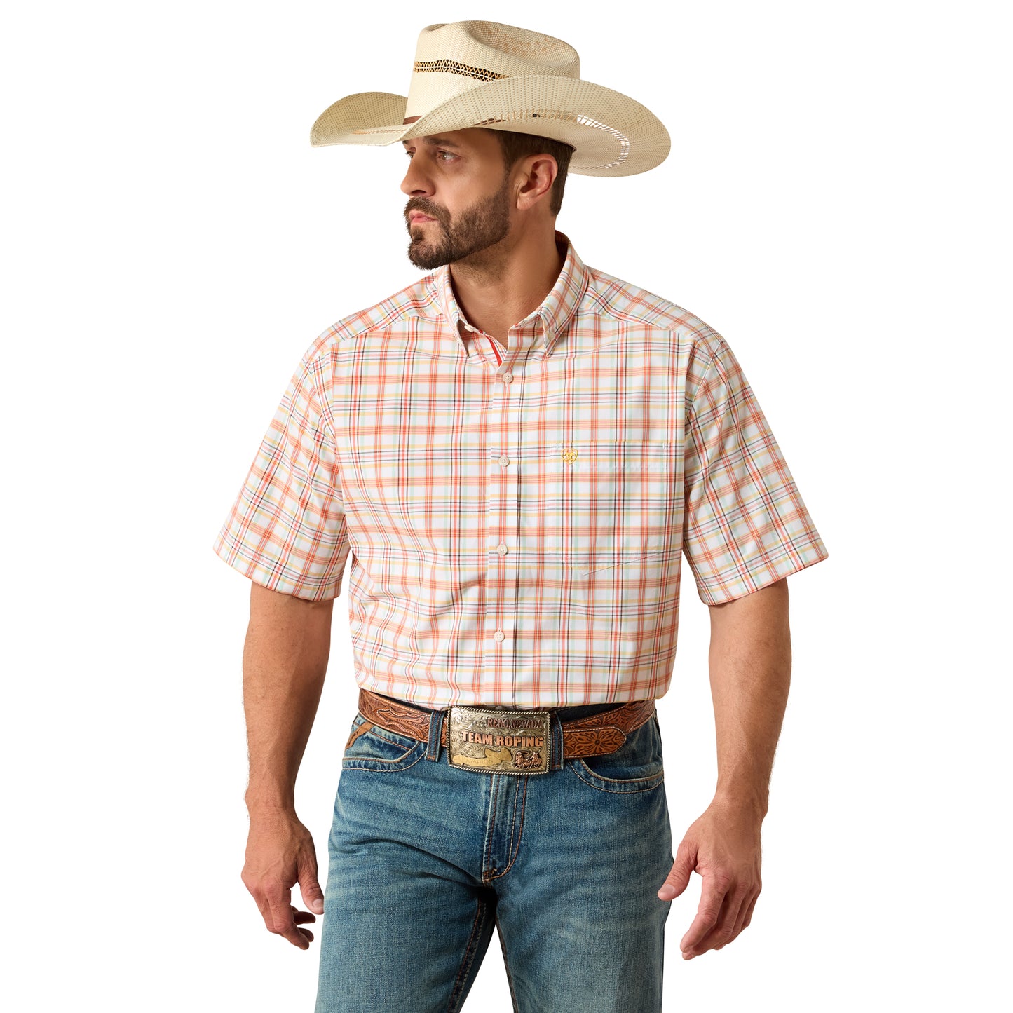 Ariat Men's Pro Series Nico White Multi Plaid Classic Fit Shirt 10073562