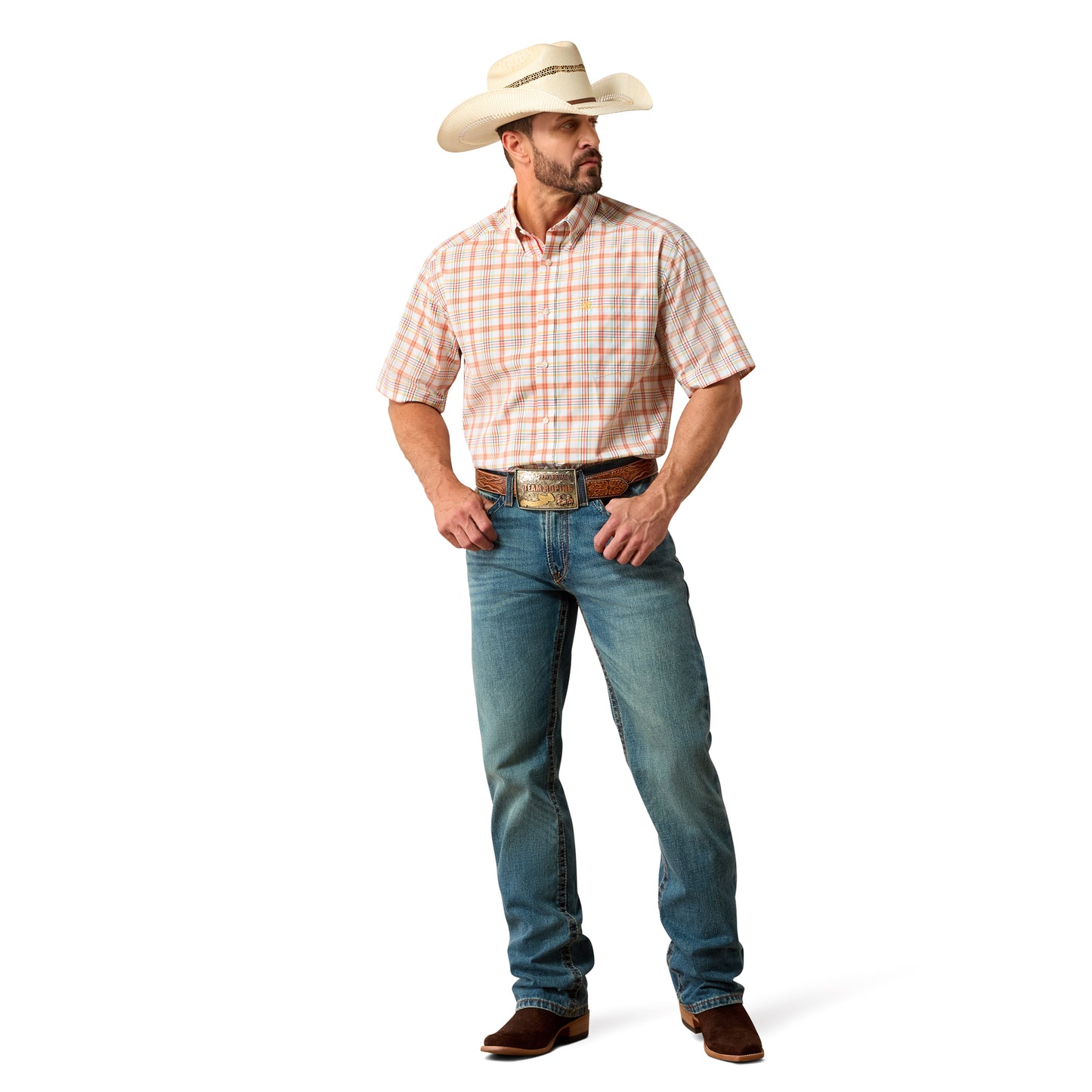 Ariat Men's Pro Series Nico White Multi Plaid Classic Fit Shirt 10073562