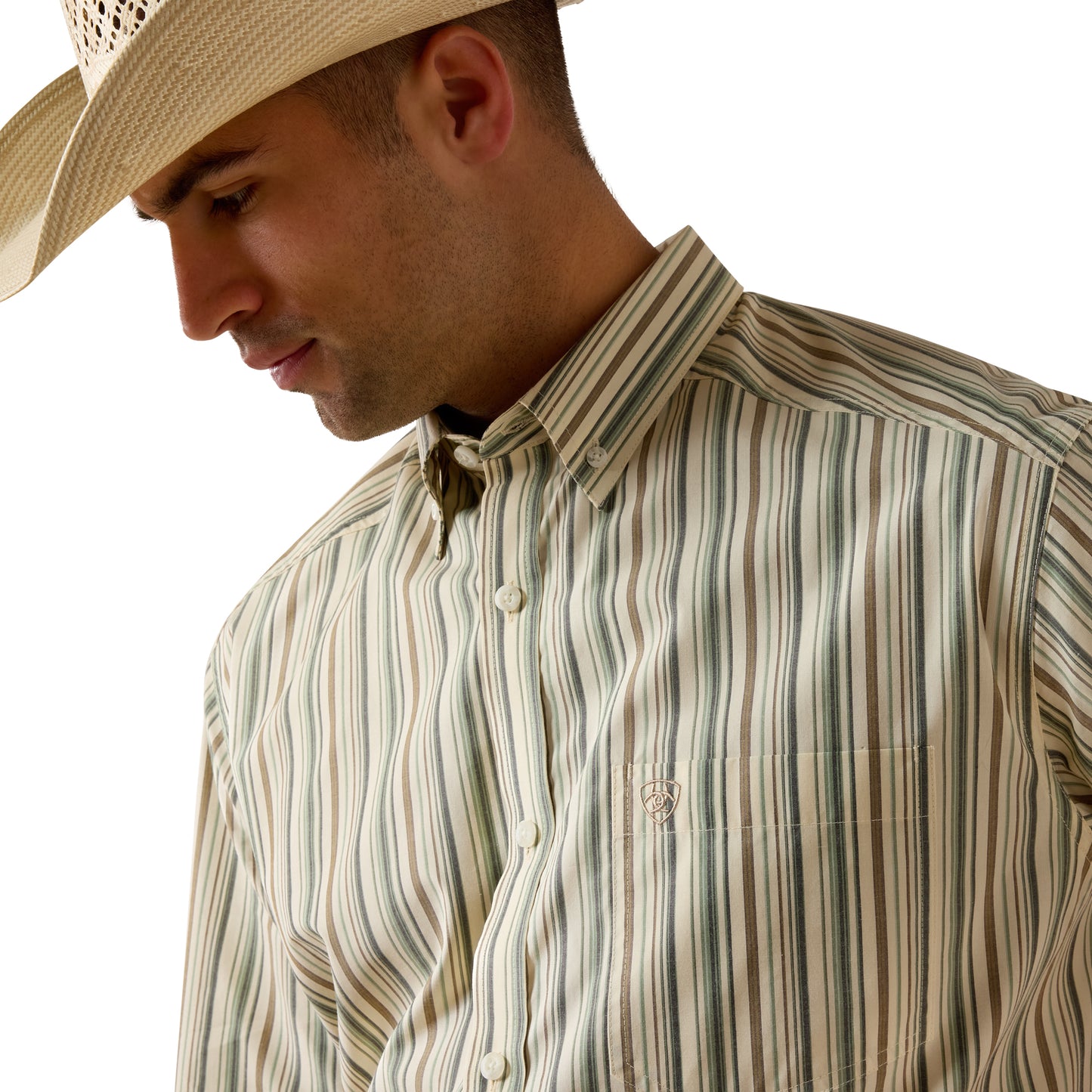 Ariat Men's Pro Series Stevie White Multi Stripe Classic Fit Shirt 10073567