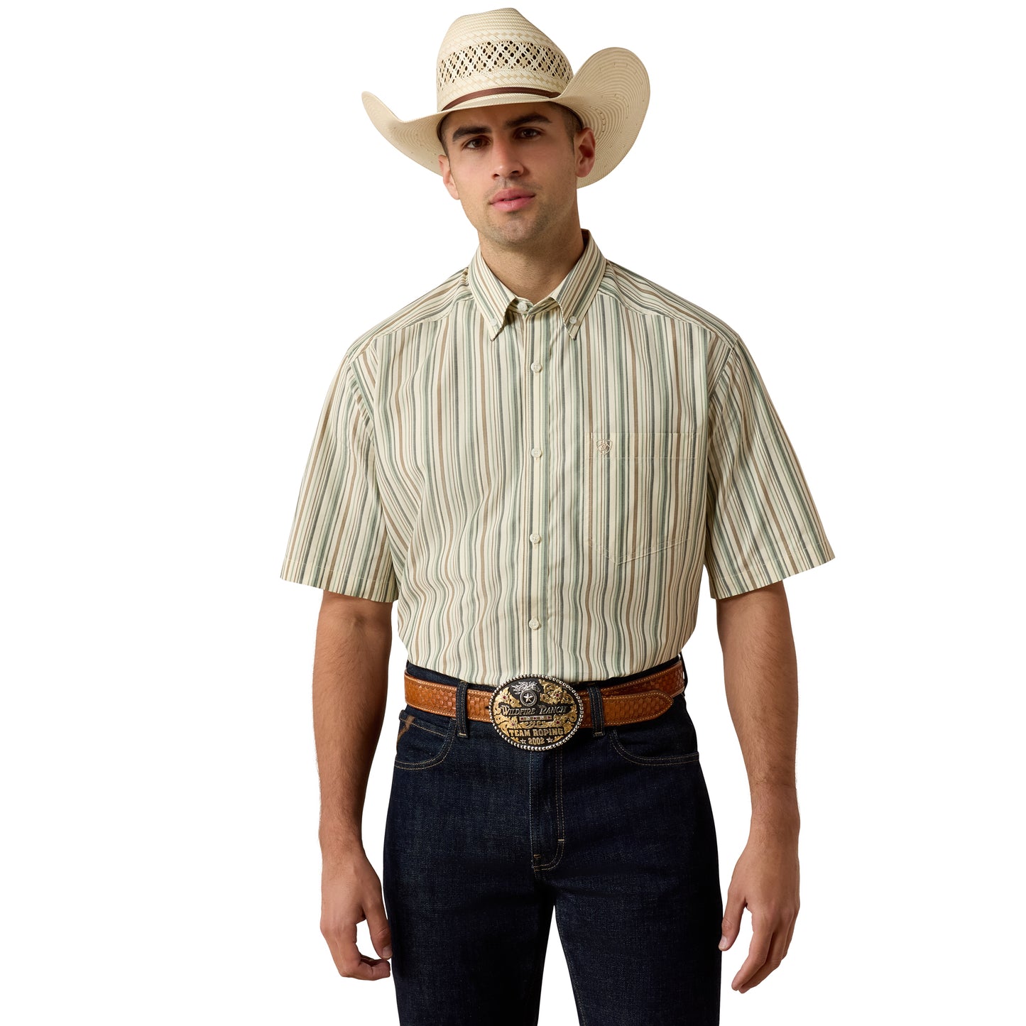 Ariat Men's Pro Series Stevie White Multi Stripe Classic Fit Shirt 10073567